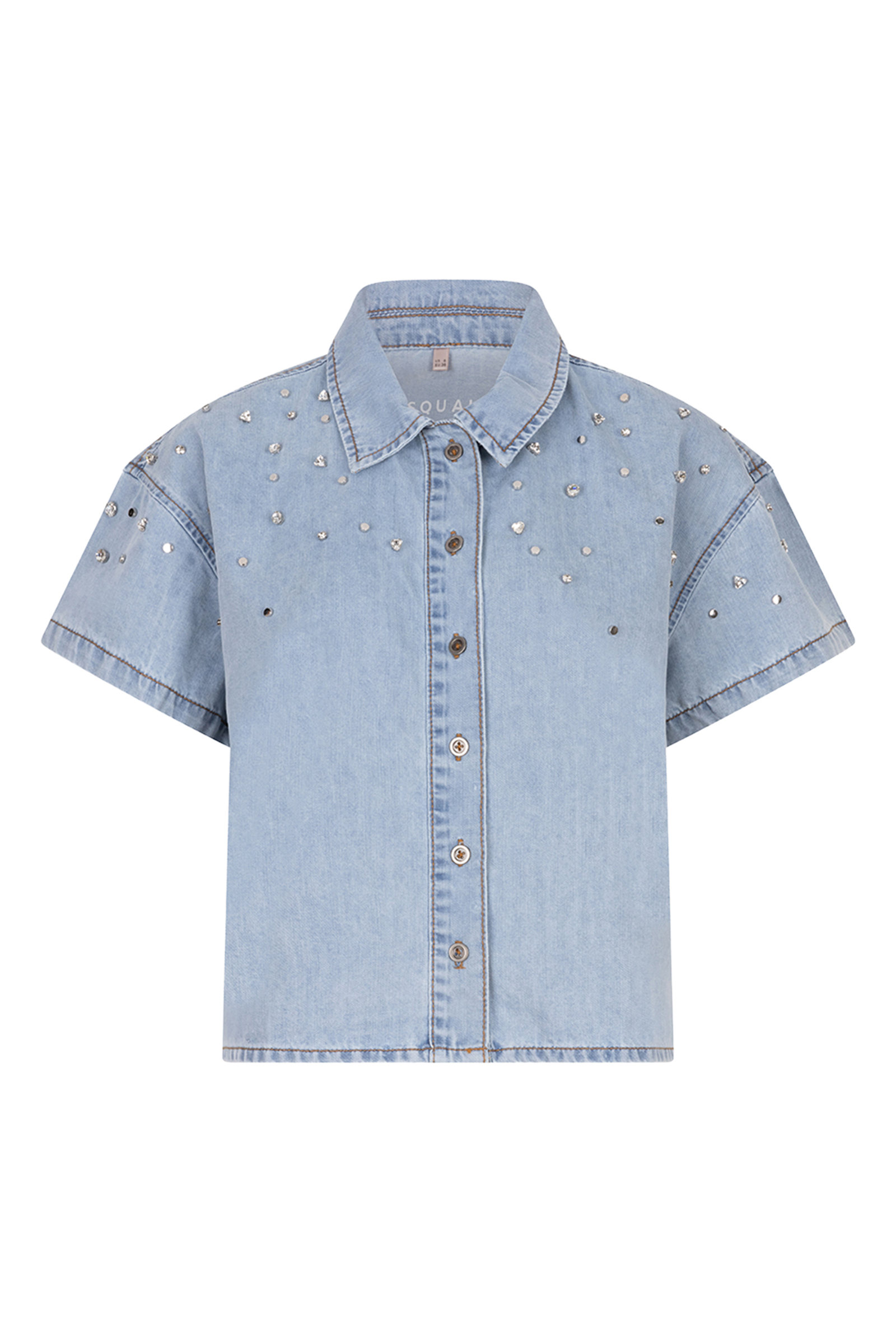 Esqualo Blouse short embellished Blauw-1 1