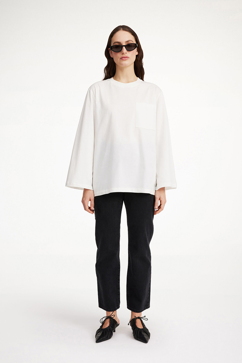 Dames t-shirt lange mouw ecru