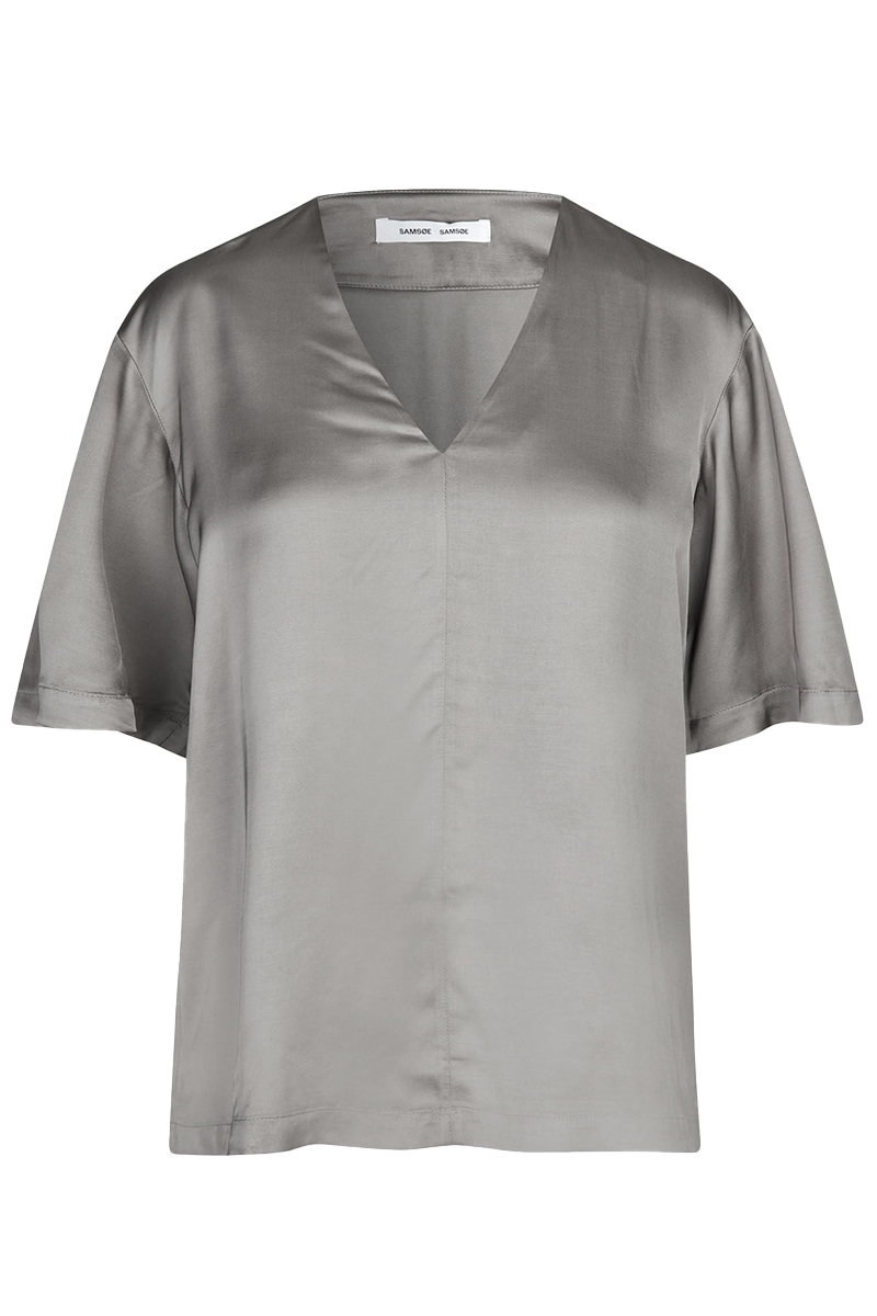 Dames blouse korte mouw grijs