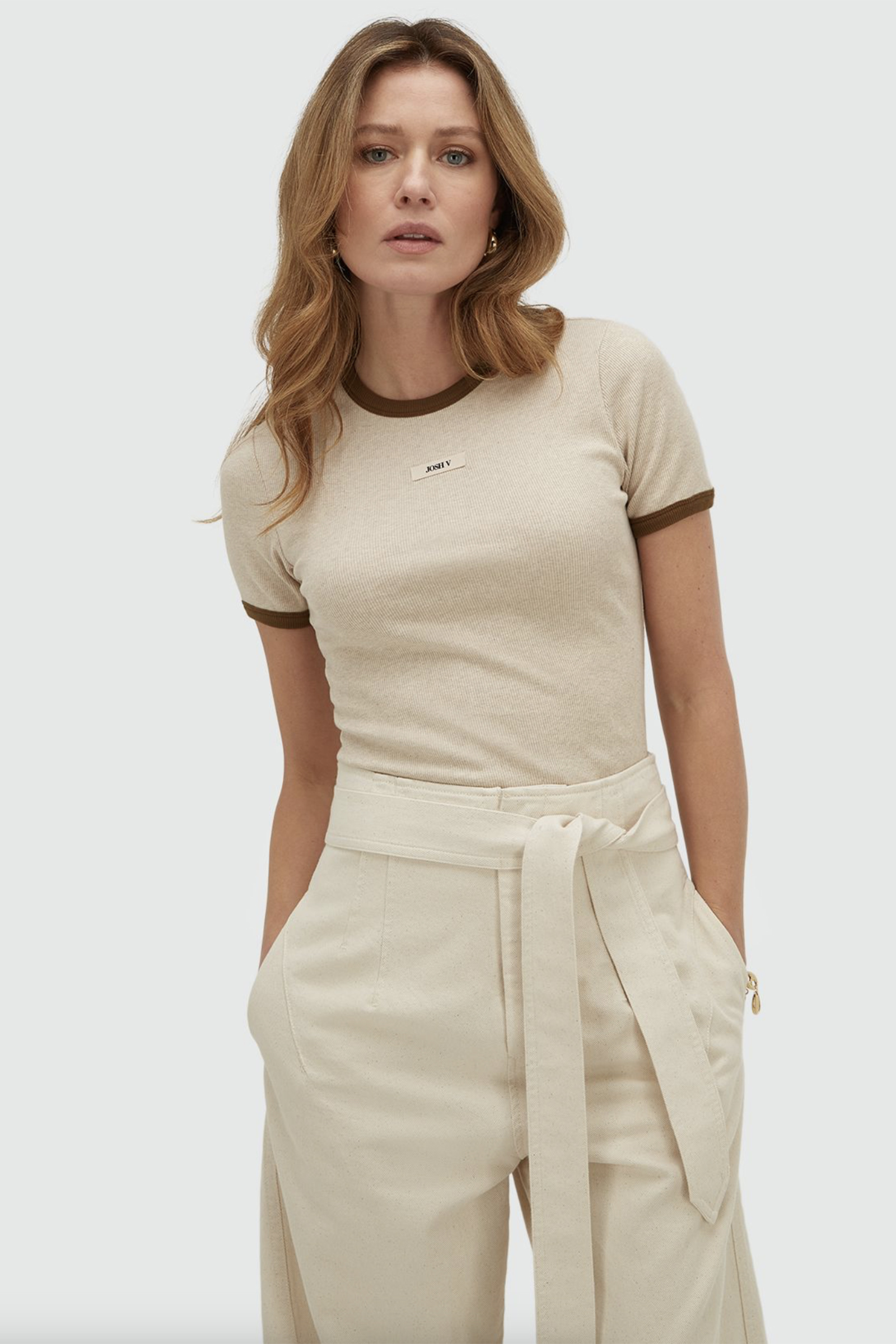 Dames t-shirt korte mouw bruin