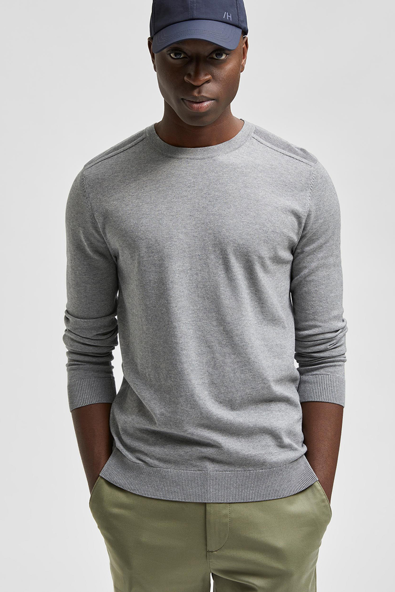 Selected SLHBERG CREW NECK B NOOS Grijs-1 3