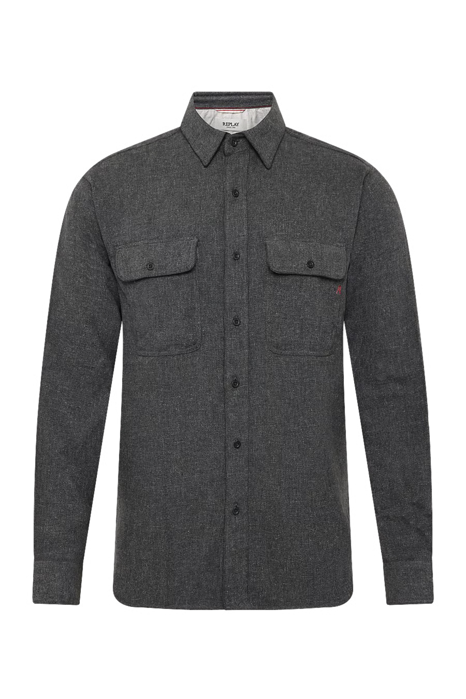 Heren overhemd lm casual grijs