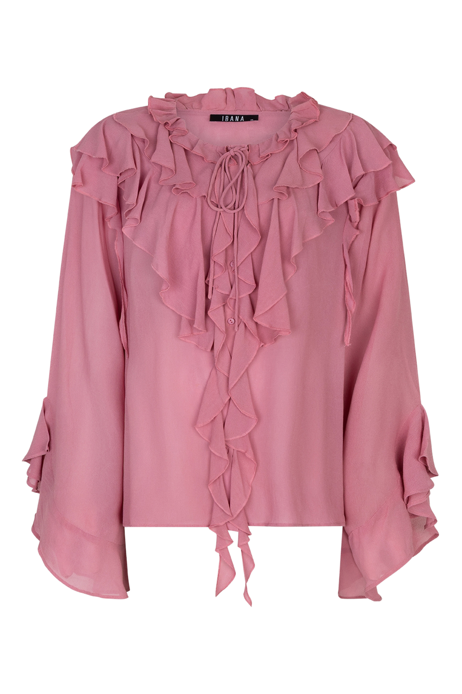 Dames blouse lange mouw rose