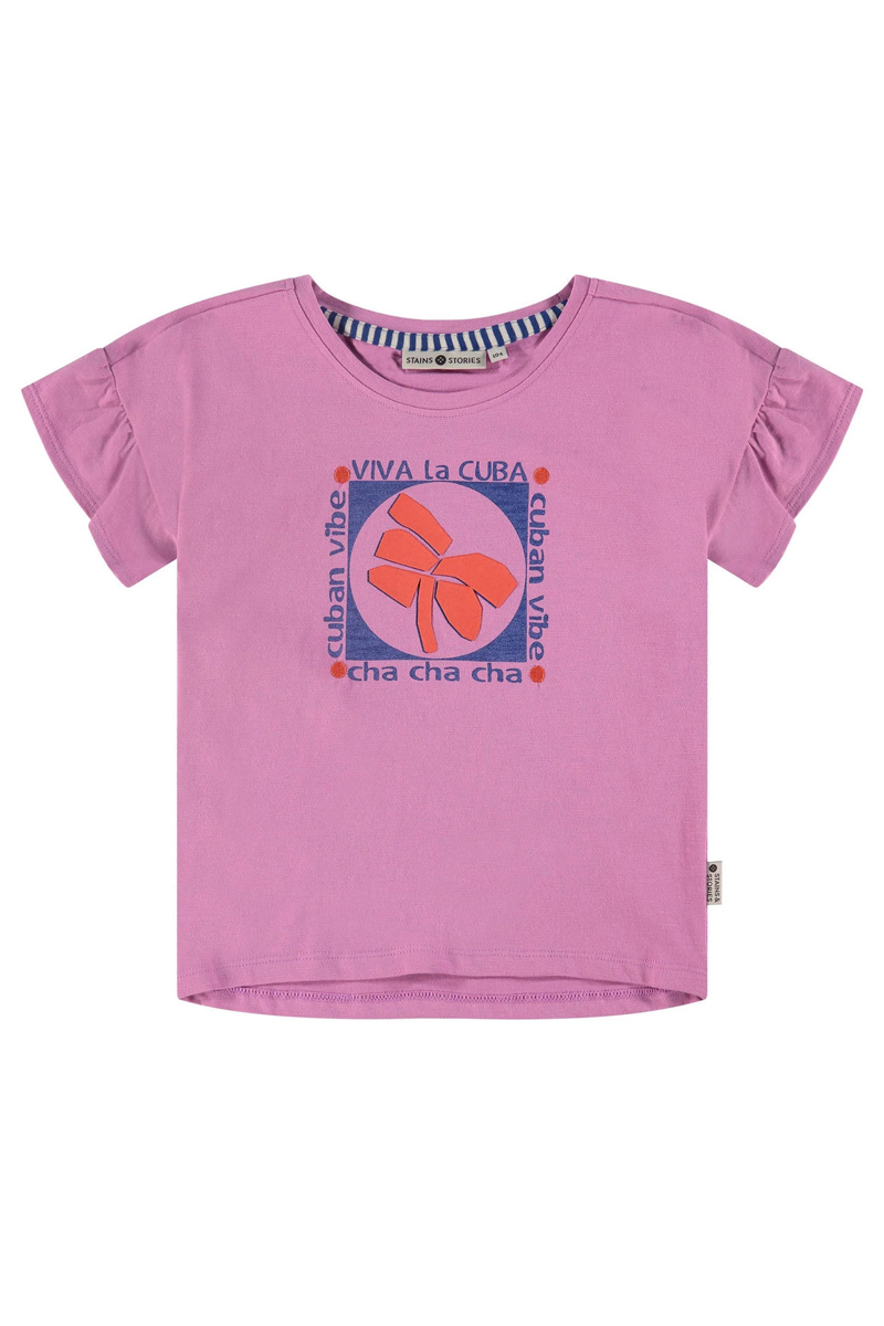 Meisjes t-shirt korte mouw paars