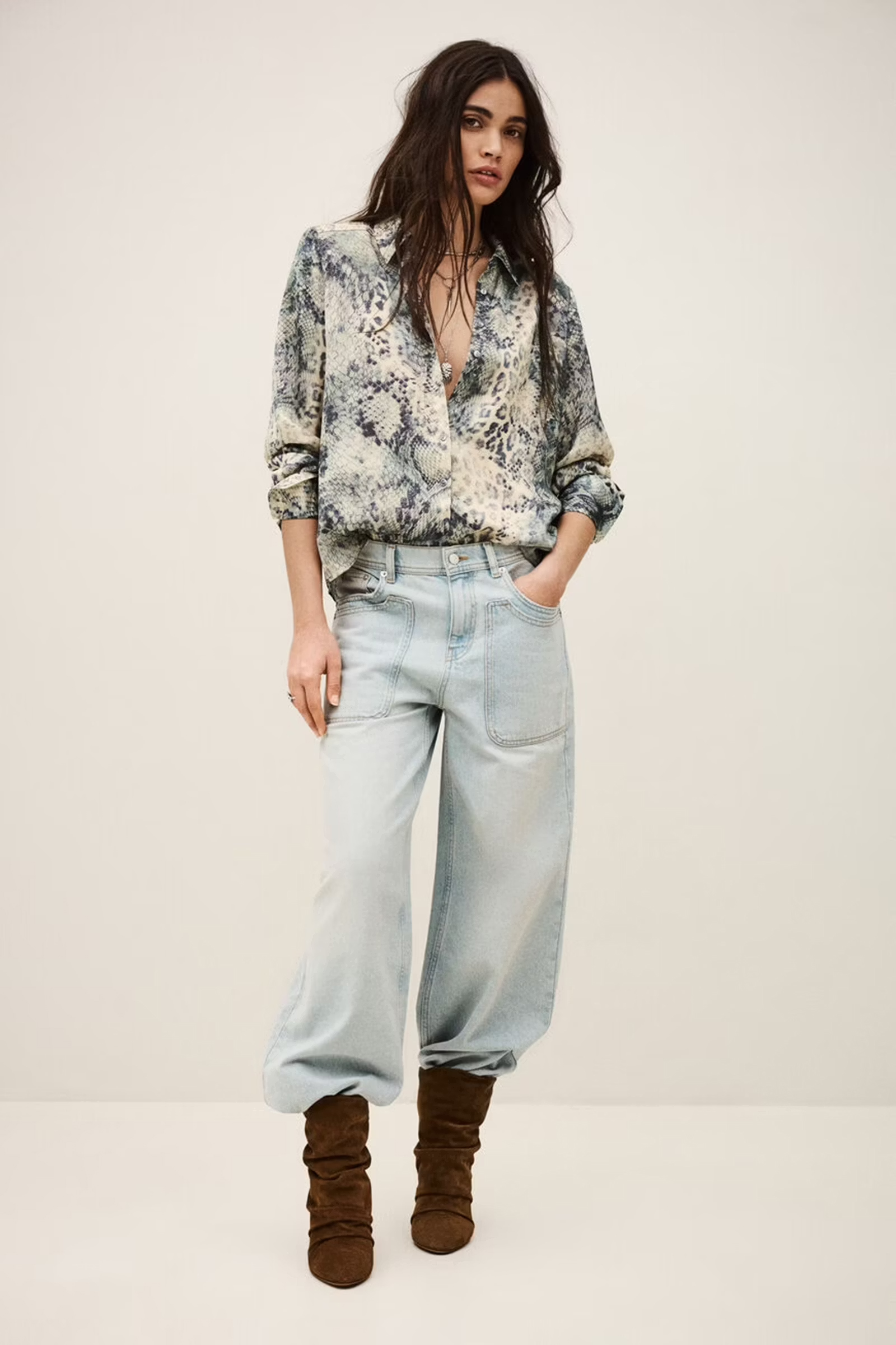 Dames blouse lange mouw blauw