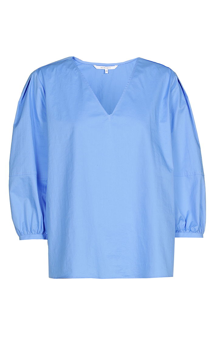 Dames blouse lange mouw blauw