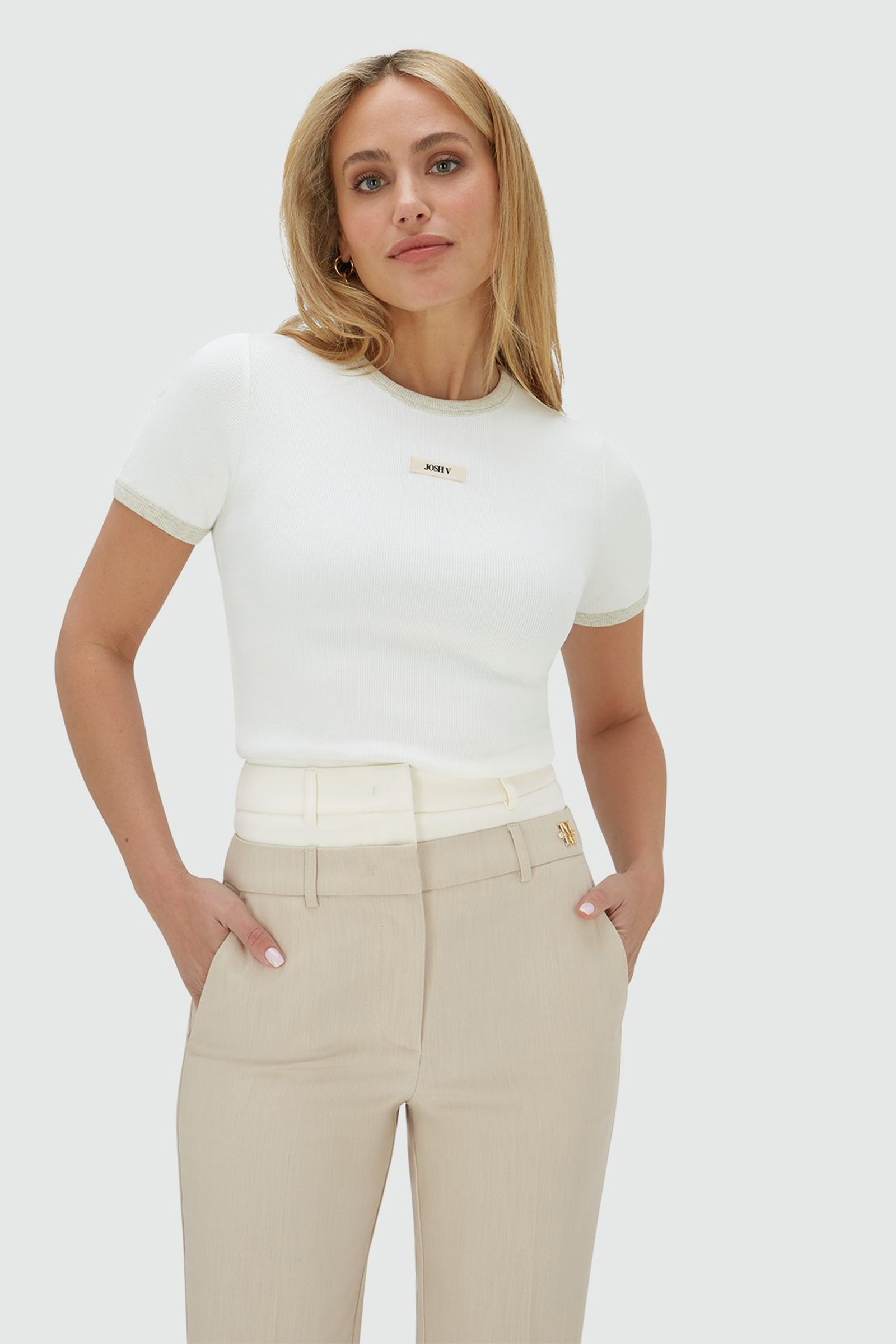 Dames t-shirt korte mouw ecru