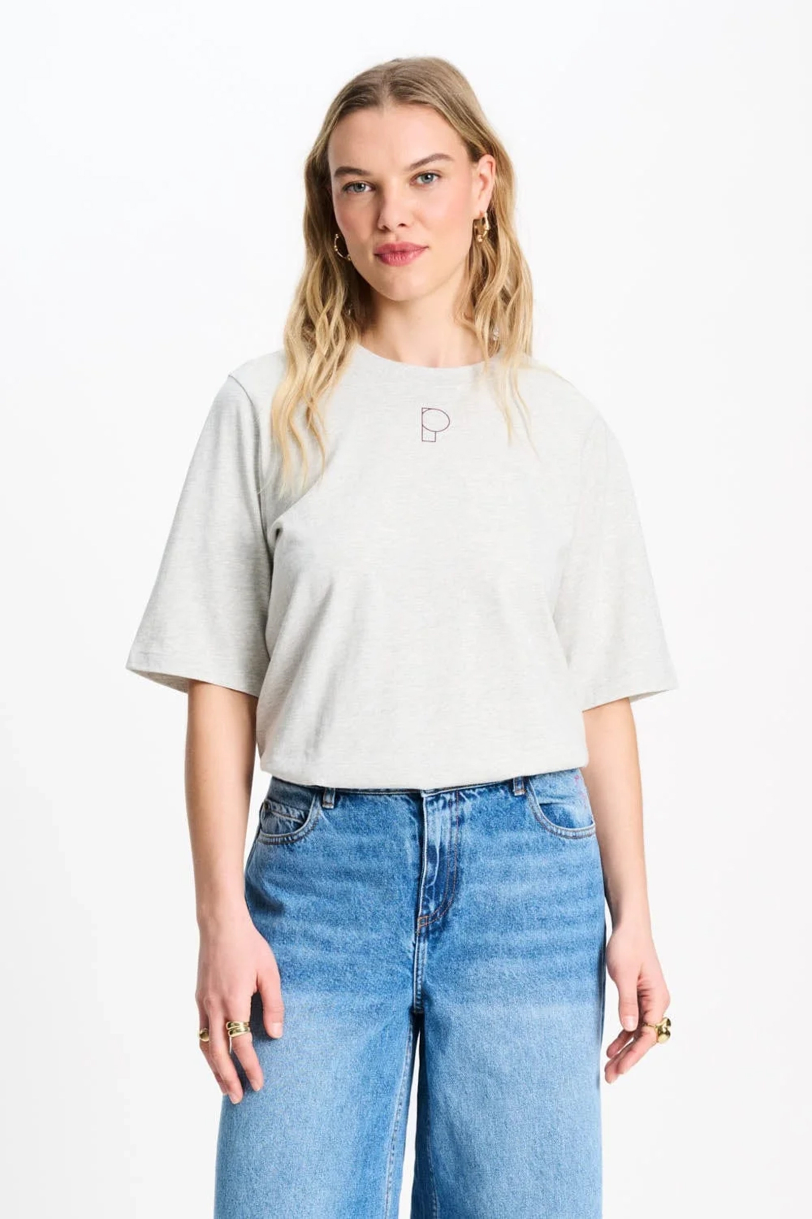 Dames t-shirt korte mouw grijs
