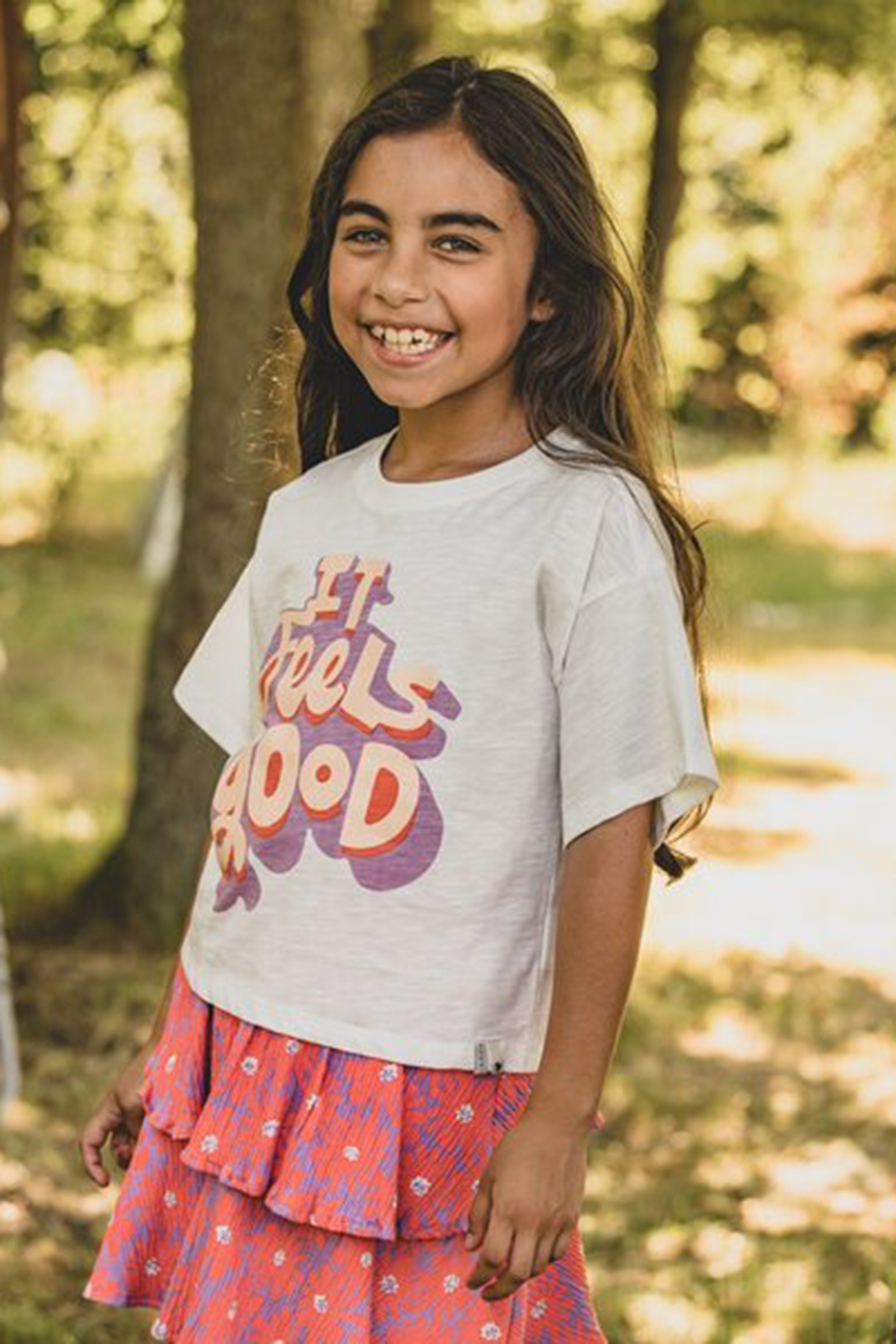 Meisjes t-shirt korte mouw ecru