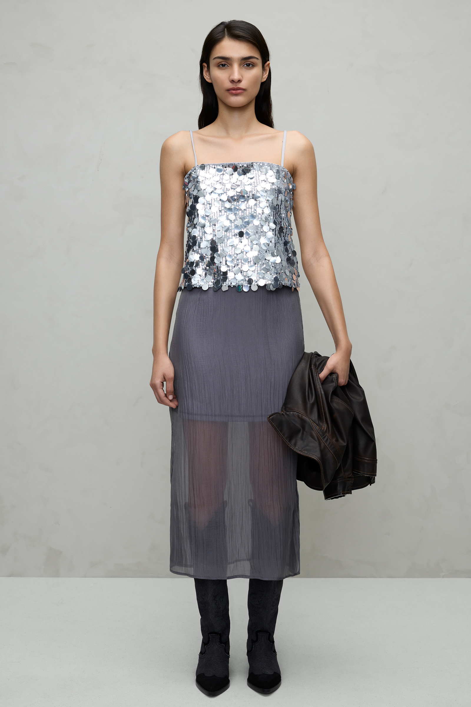 Dames blouse korte mouw zilver