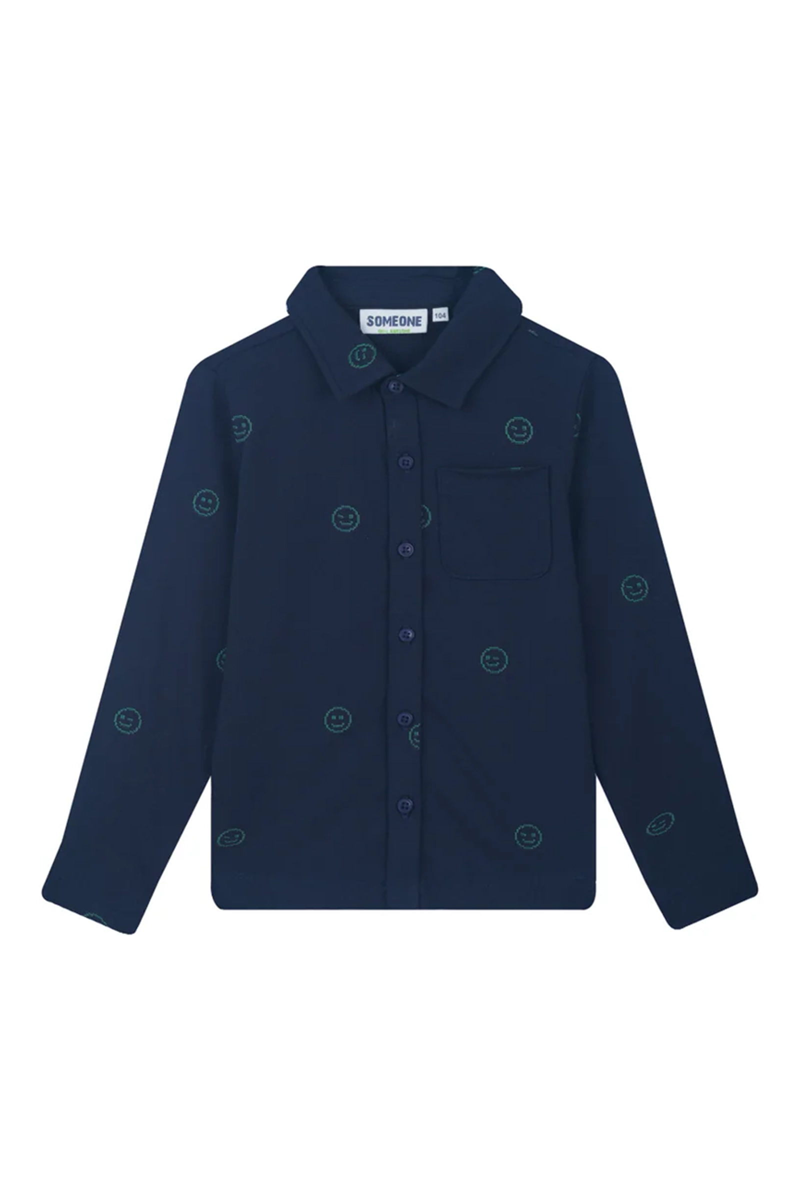 Jongens overhemd lange mouw blauw