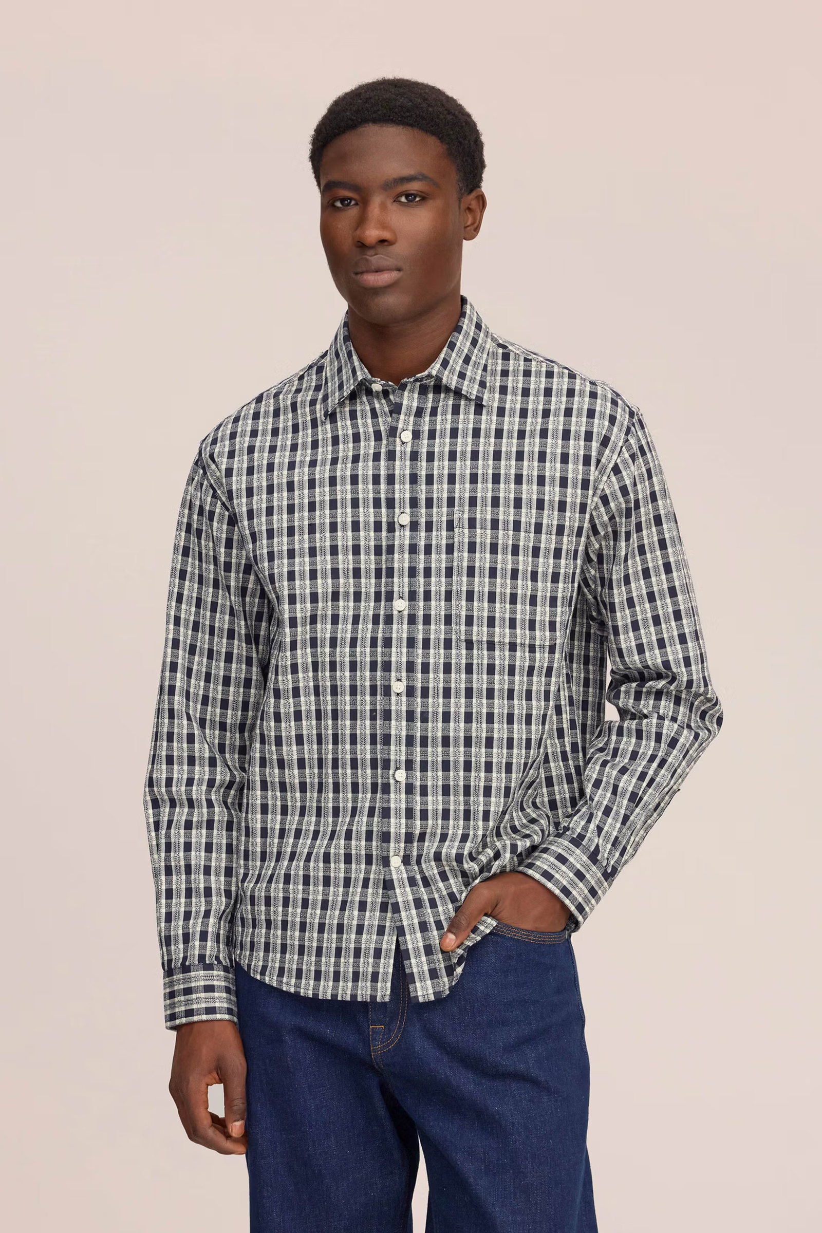 Heren overhemd lm casual blauw
