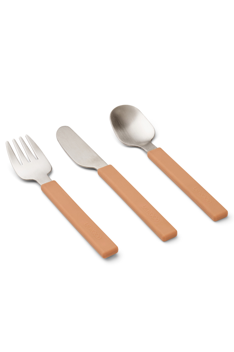 Liewood Adrian junior cutlery set bruin/beige 2