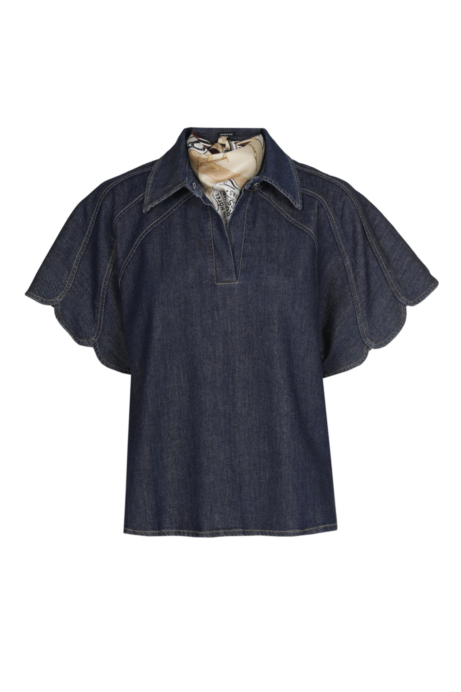 Dames blouse korte mouw blauw