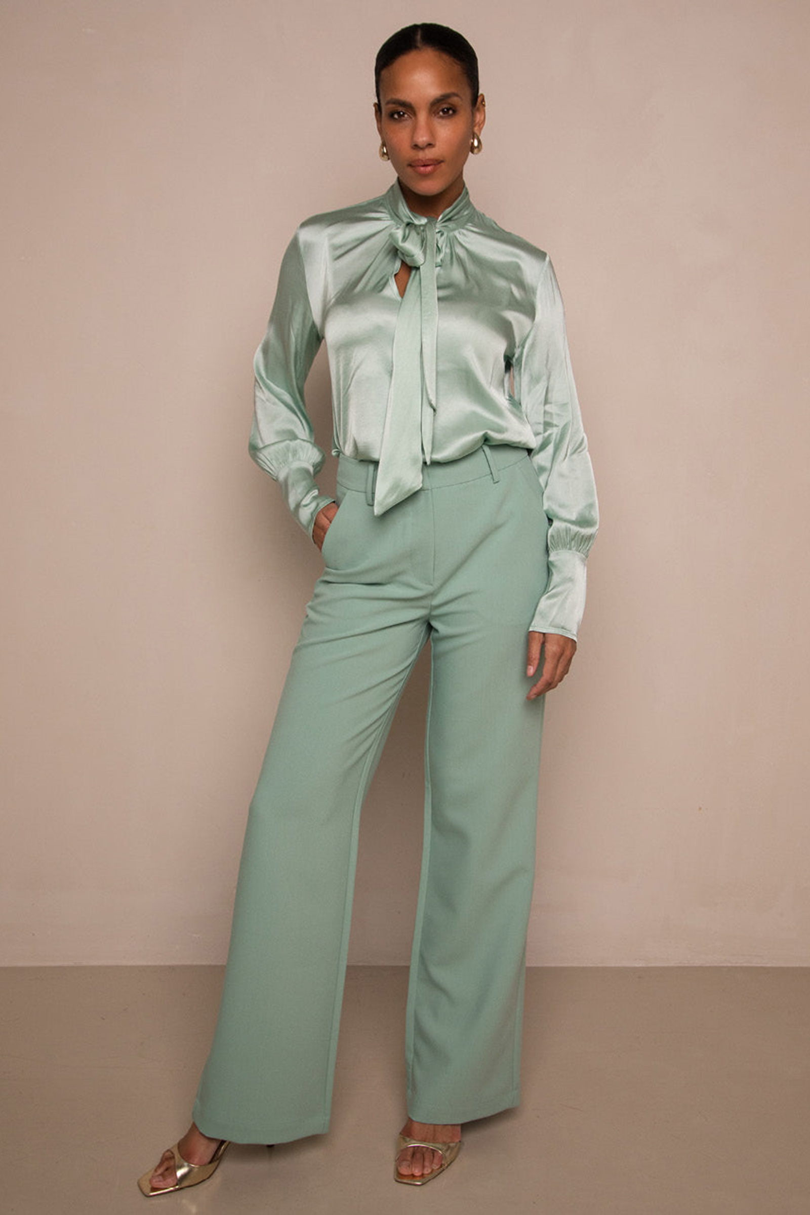 Dames blouse korte mouw groen