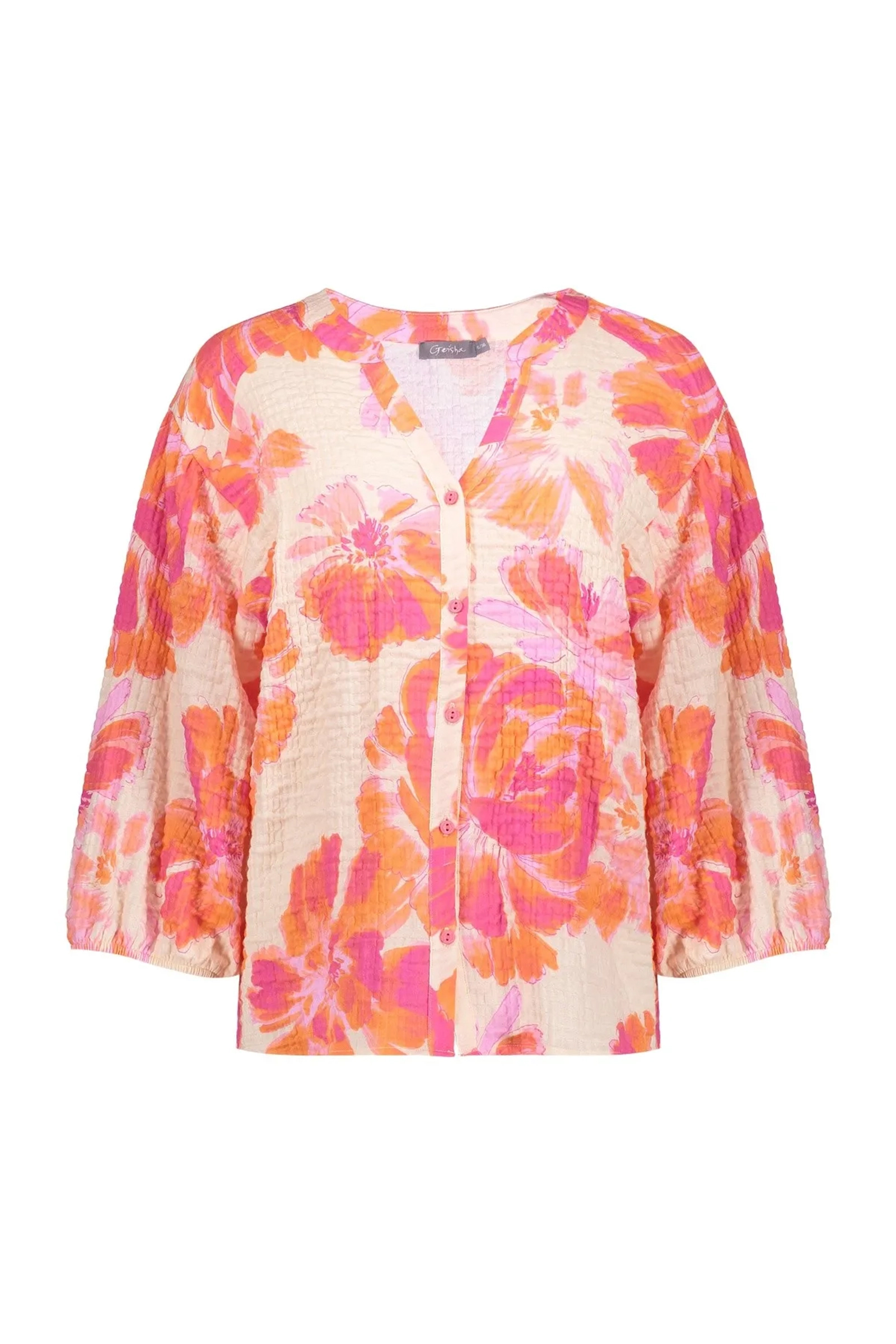 Dames blouse korte mouw oranje