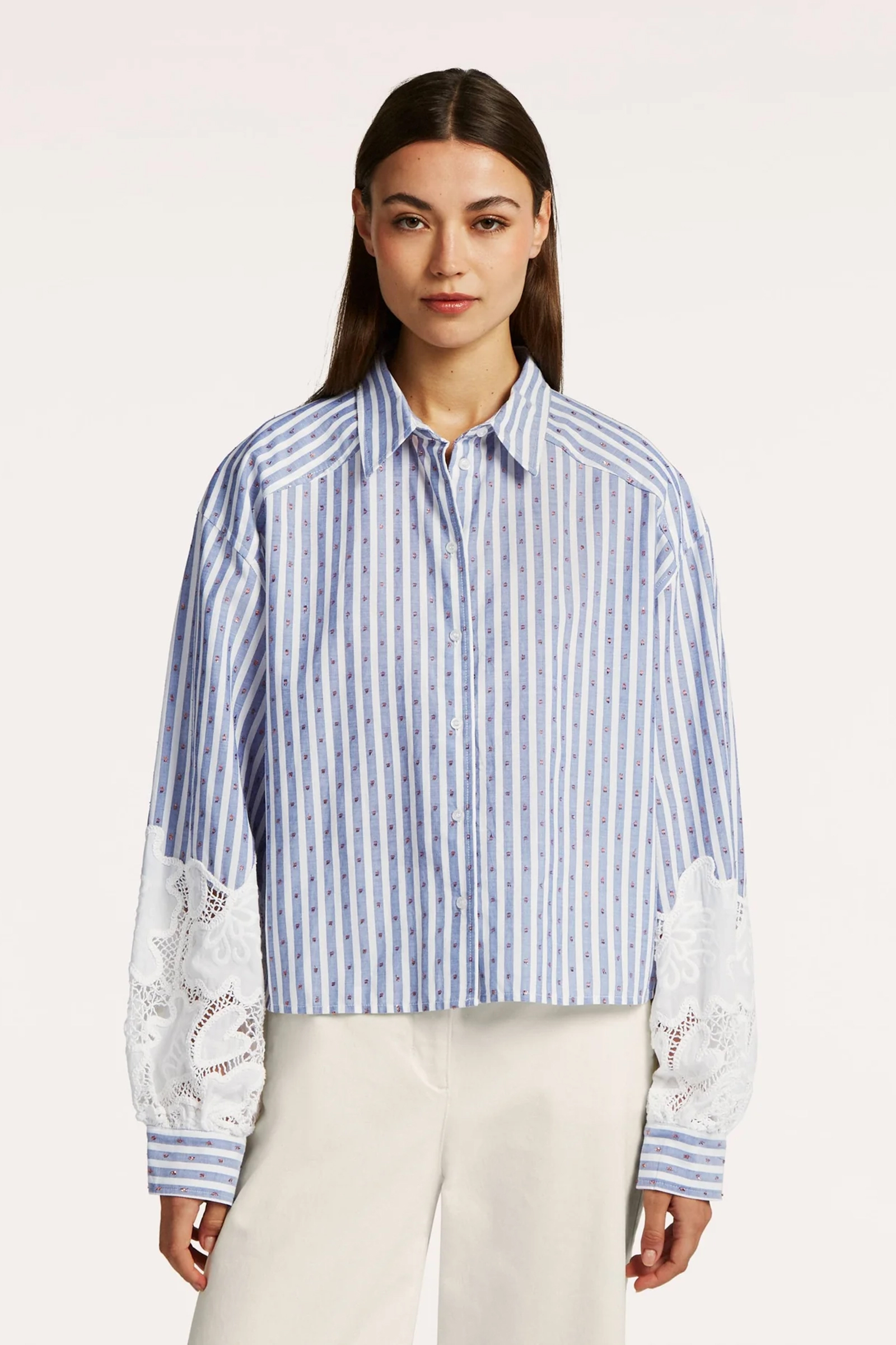 Dames blouse lange mouw blauw