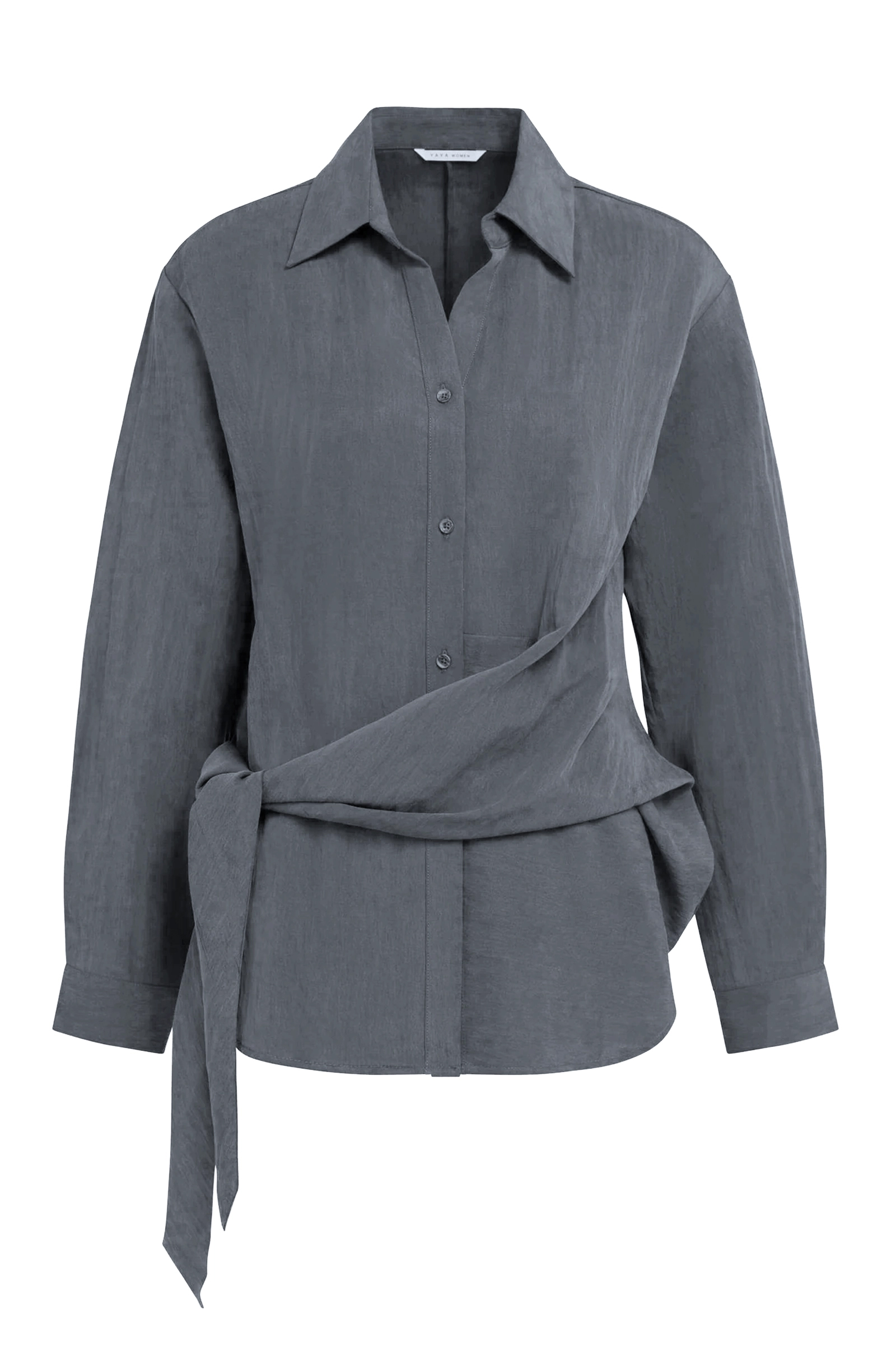 Dames blouse lange mouw grijs