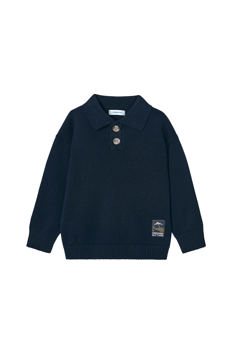 Jongens polo lange mouw blauw