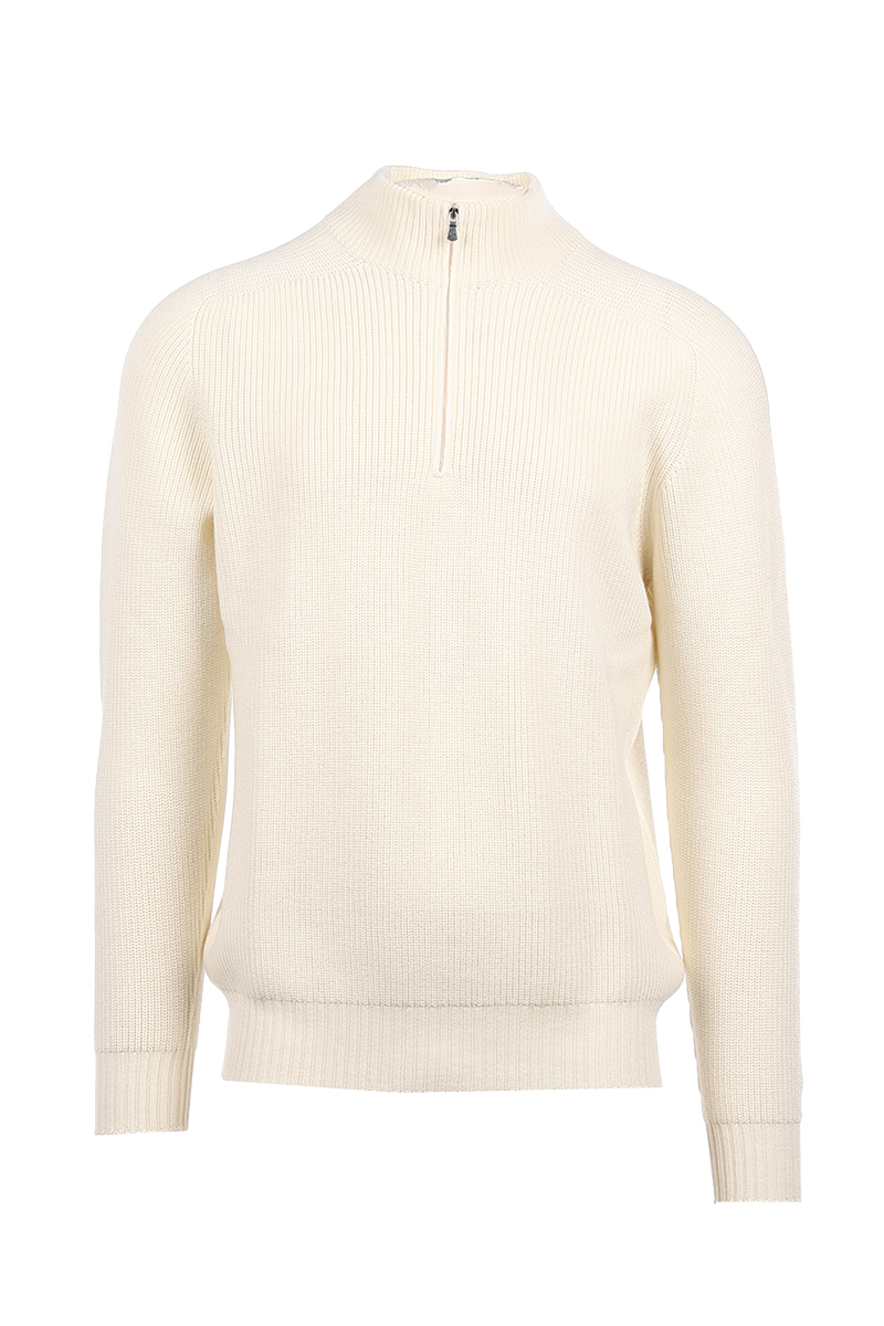 Per Venti MOCK ZIP Ecru-1 1