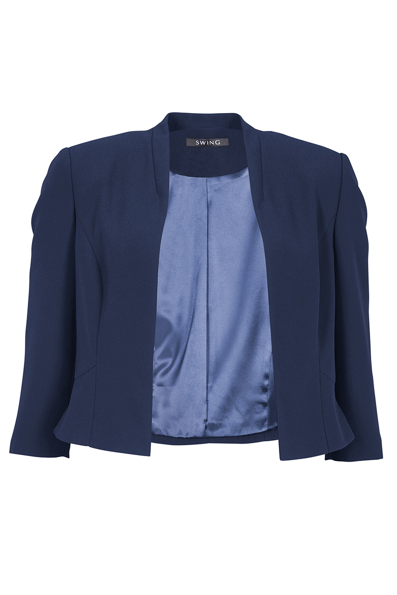 sociaal leraar Verzamelen Swing Jacke aus Abseitencrepe Blauw-1 Voorwinden