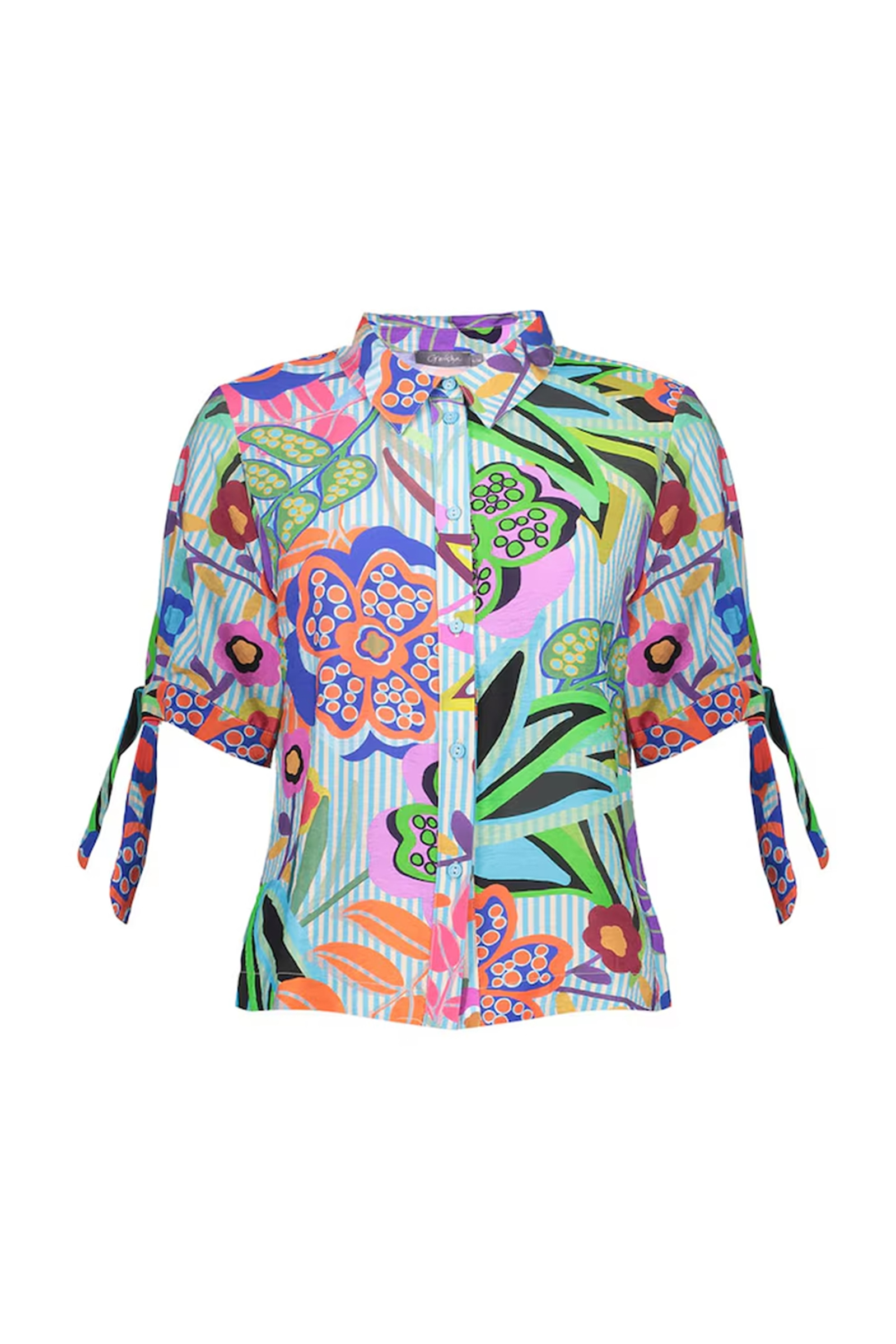 Dames blouse korte mouw blauw