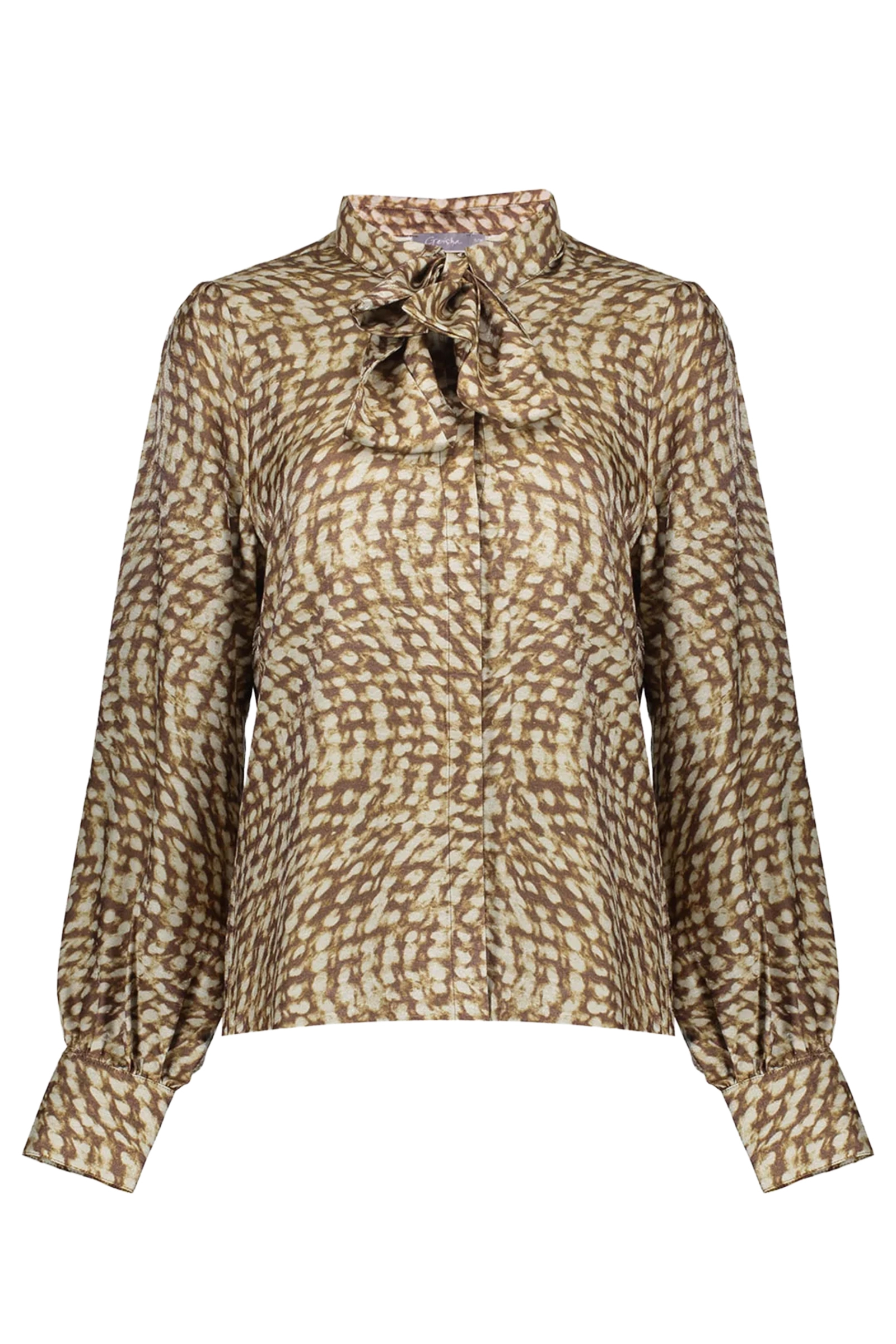 Dames blouse lange mouw bruin