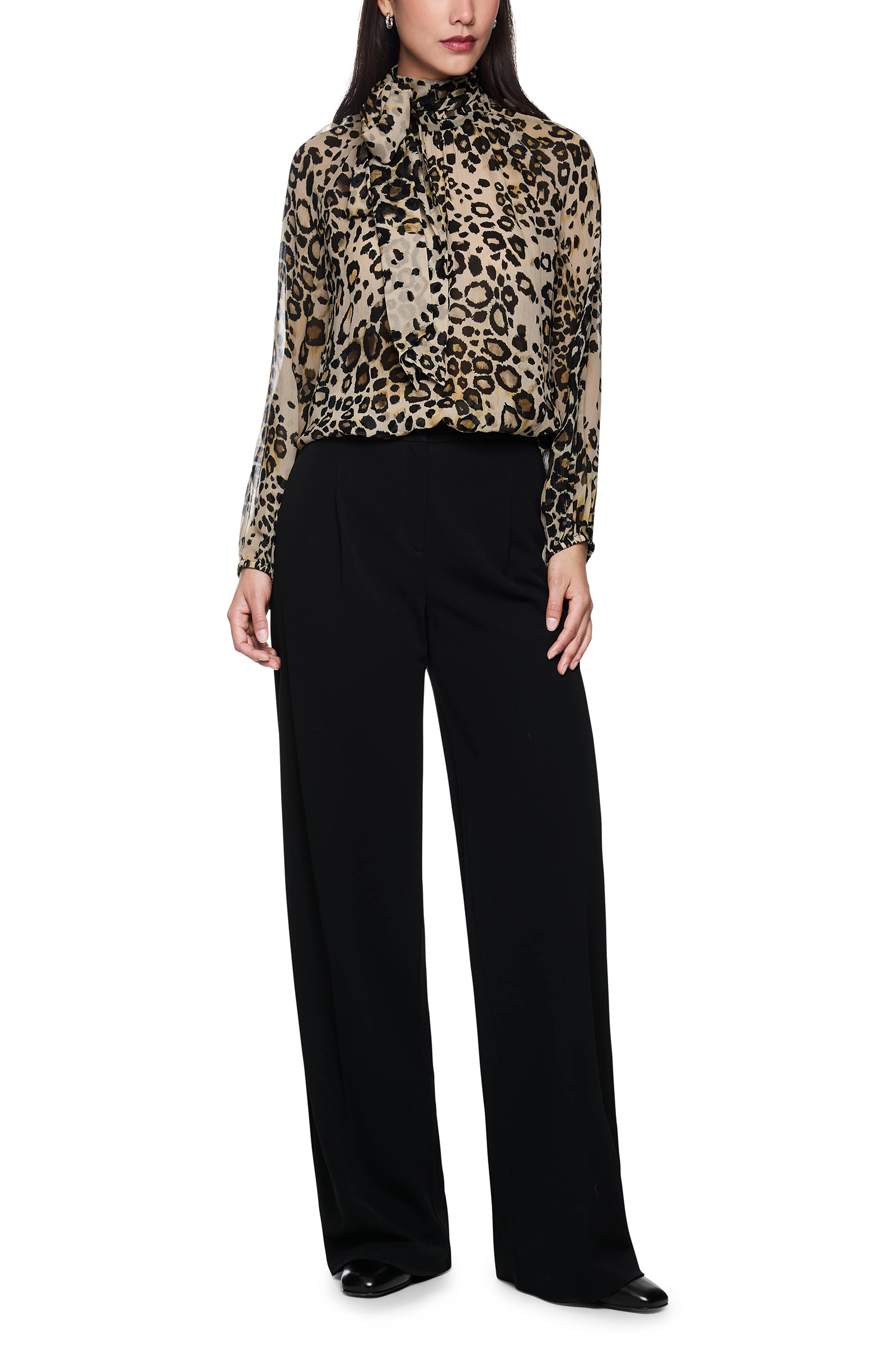 Dames blouse lange mouw bruin