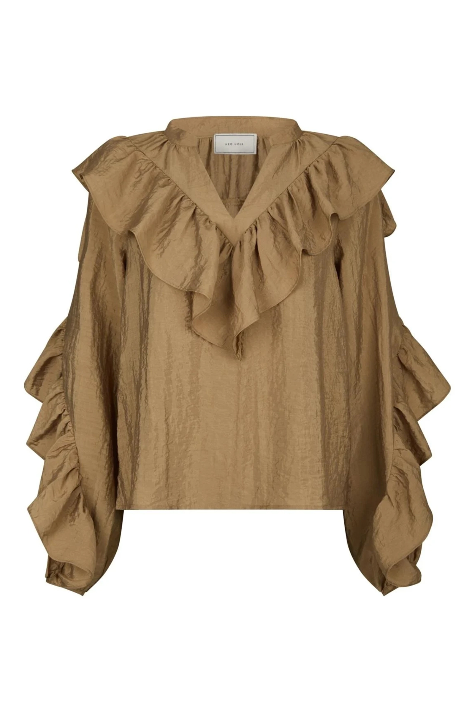 Dames blouse lange mouw bruin