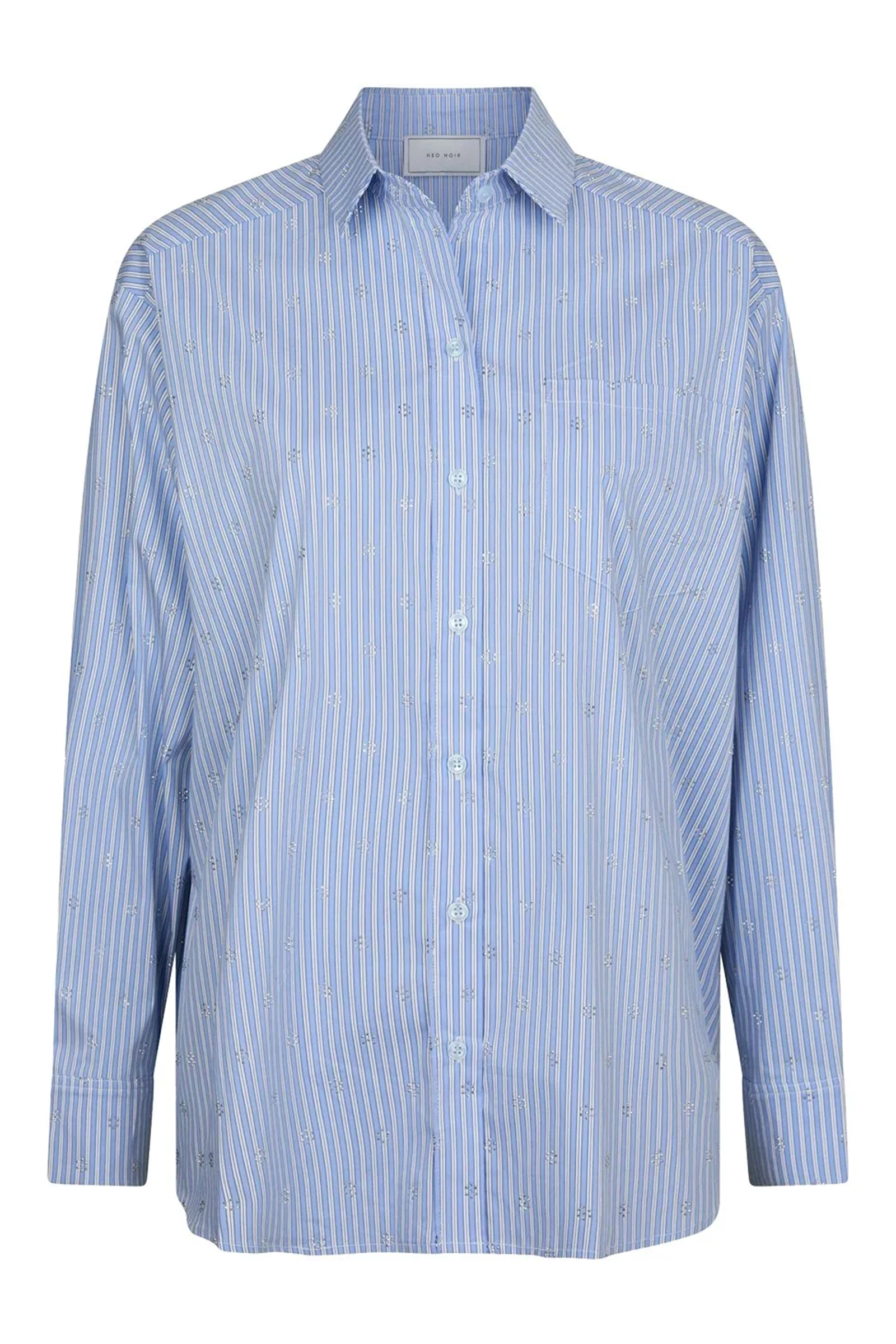 Dames blouse lange mouw blauw