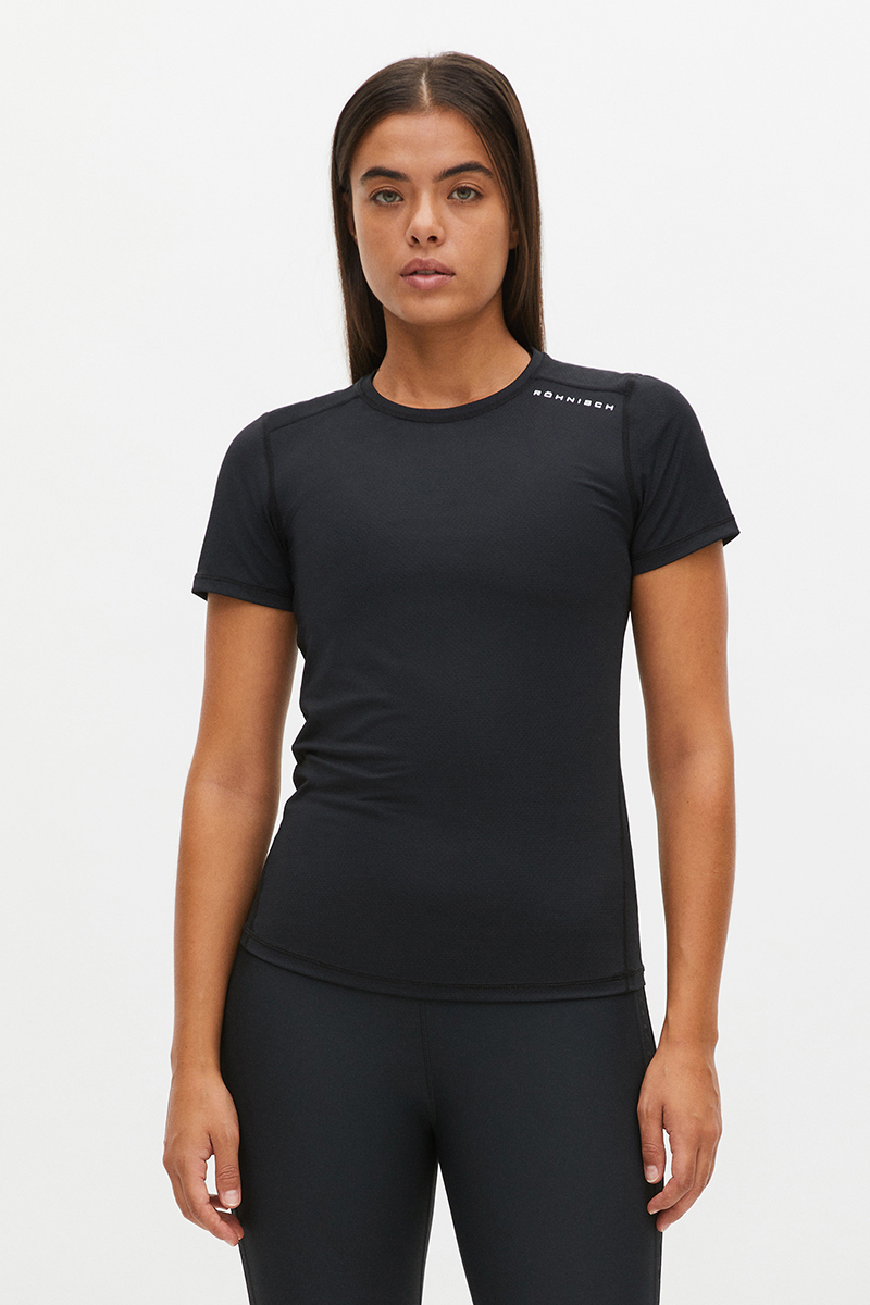 Fitness dames t-shirt km zwart