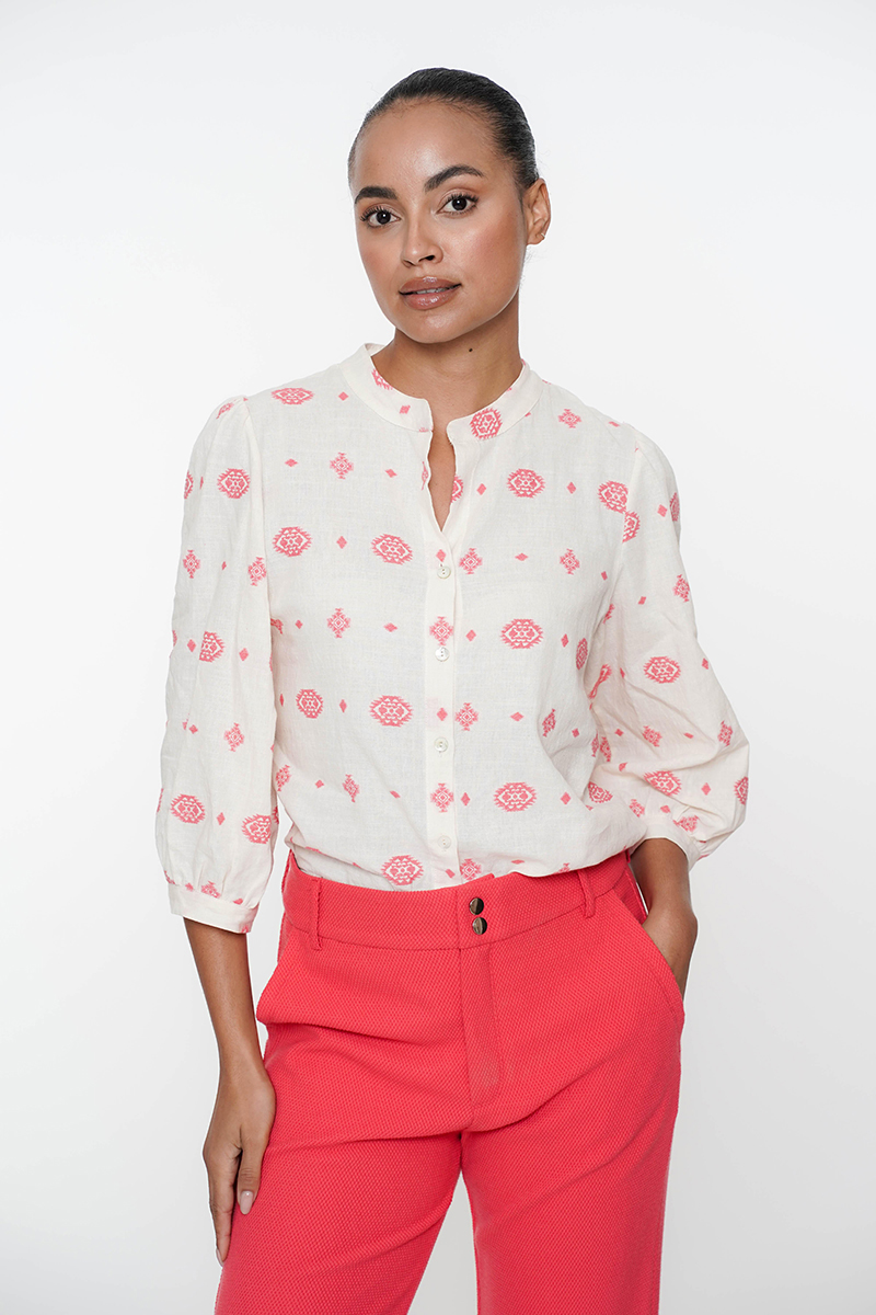 Dames blouse korte mouw grijs