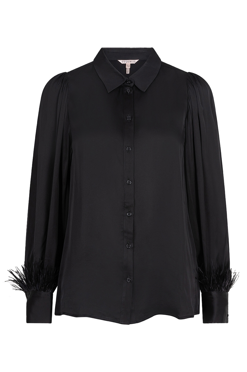 Dames blouse lange mouw zwart