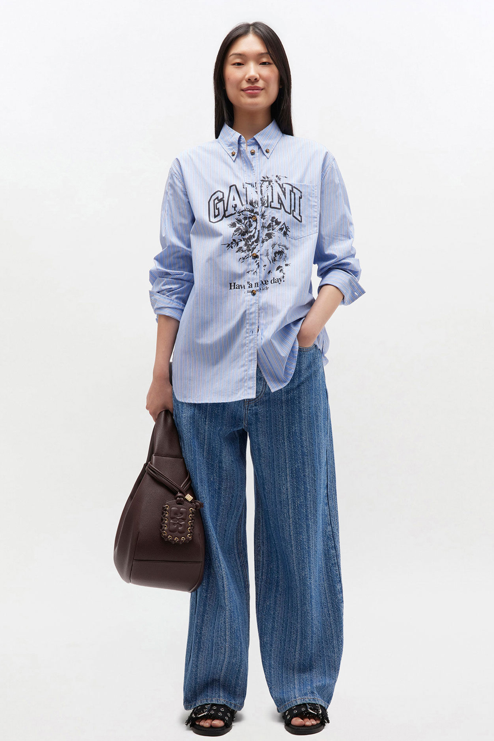 Dames blouse lange mouw blauw