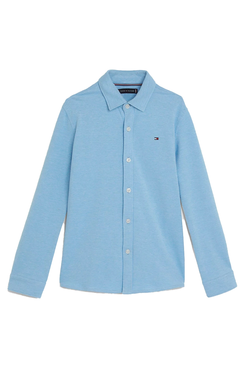 Tommy Hilfiger stretch pique shirt Blauw-1 1