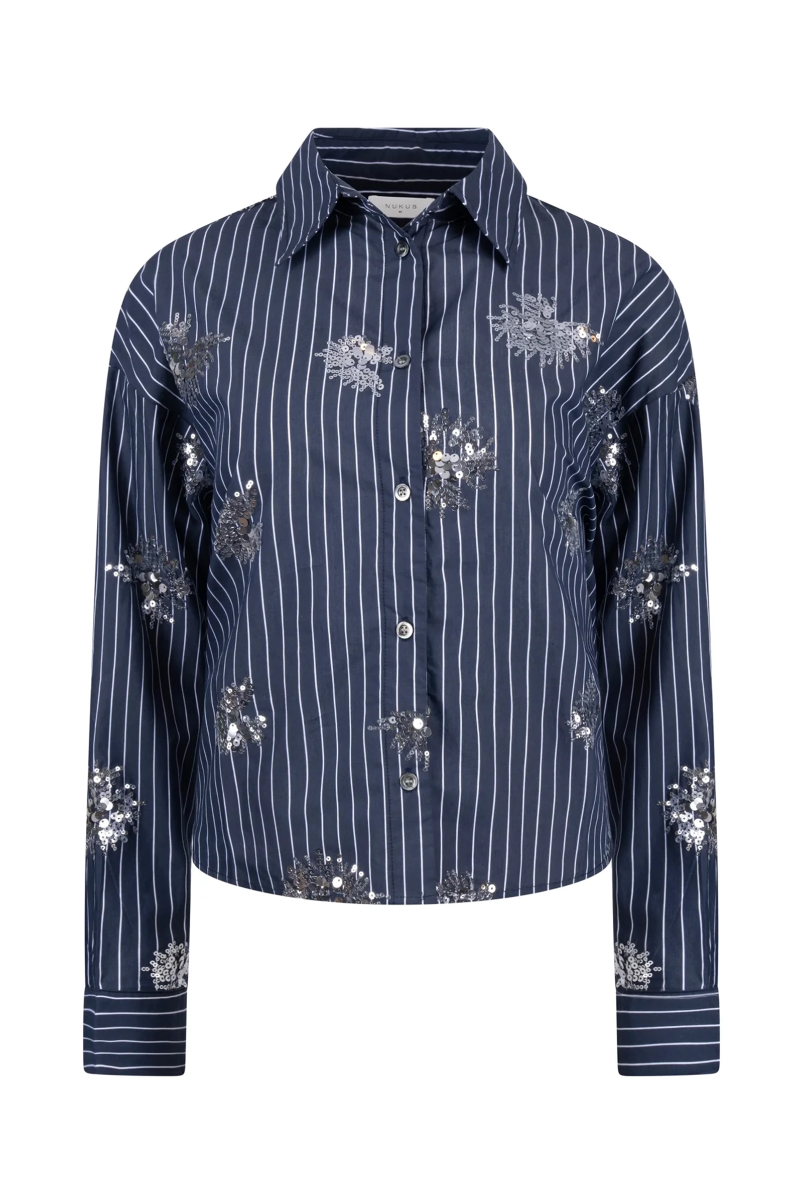 Dames blouse lange mouw blauw