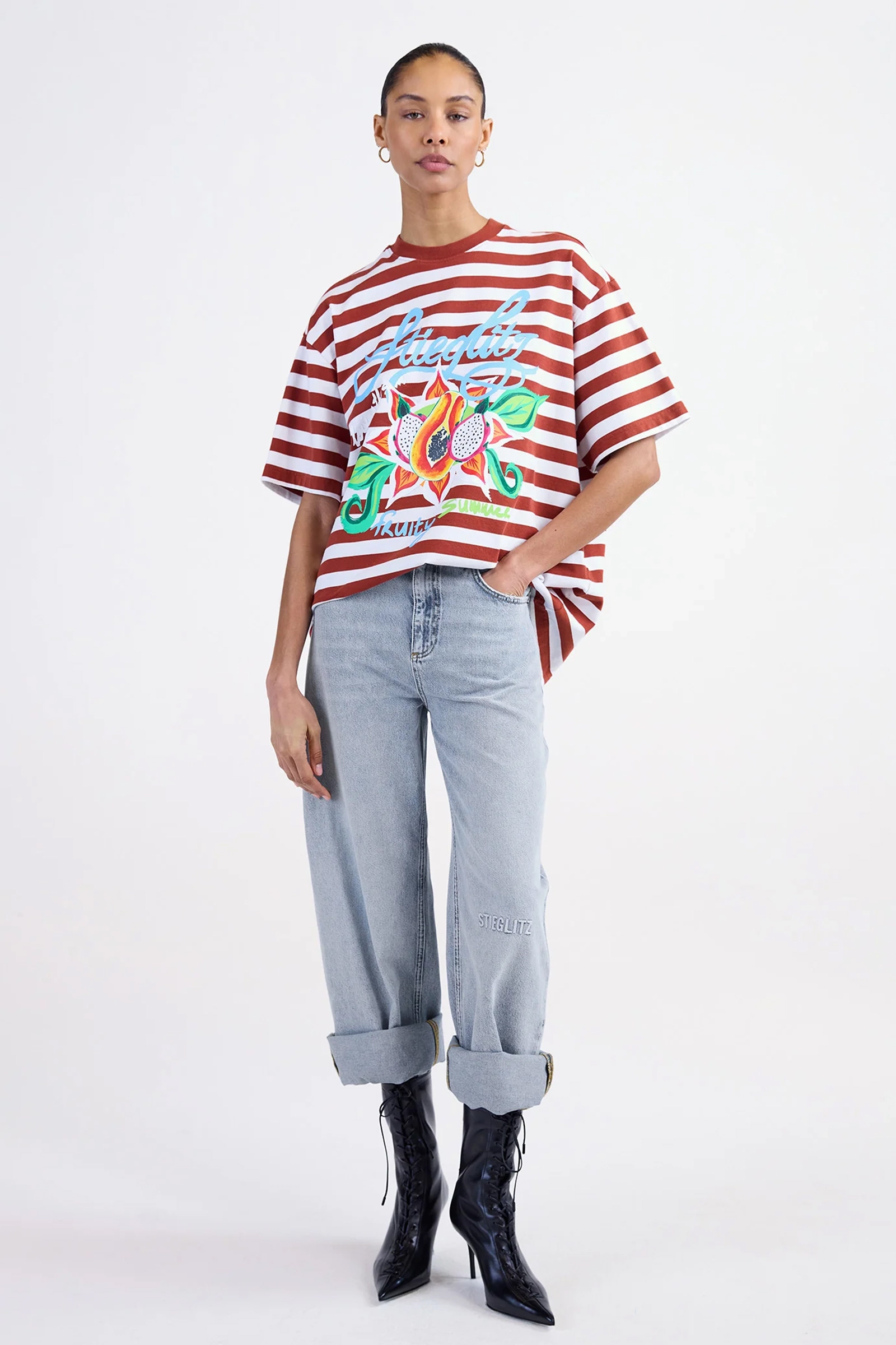 Dames t-shirt korte mouw bruin