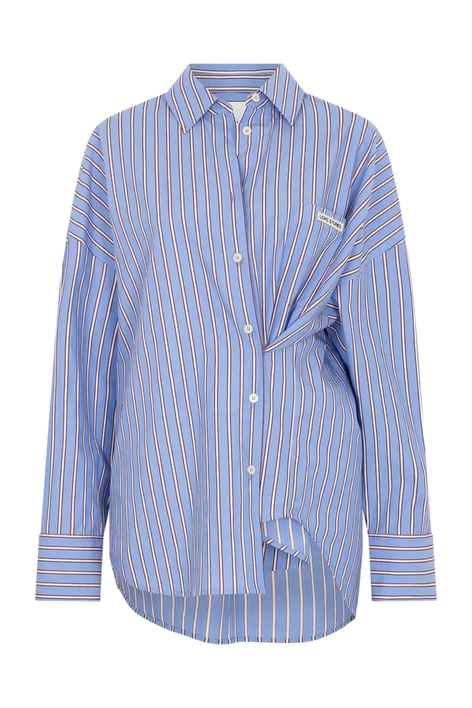 Dames blouse lange mouw blauw