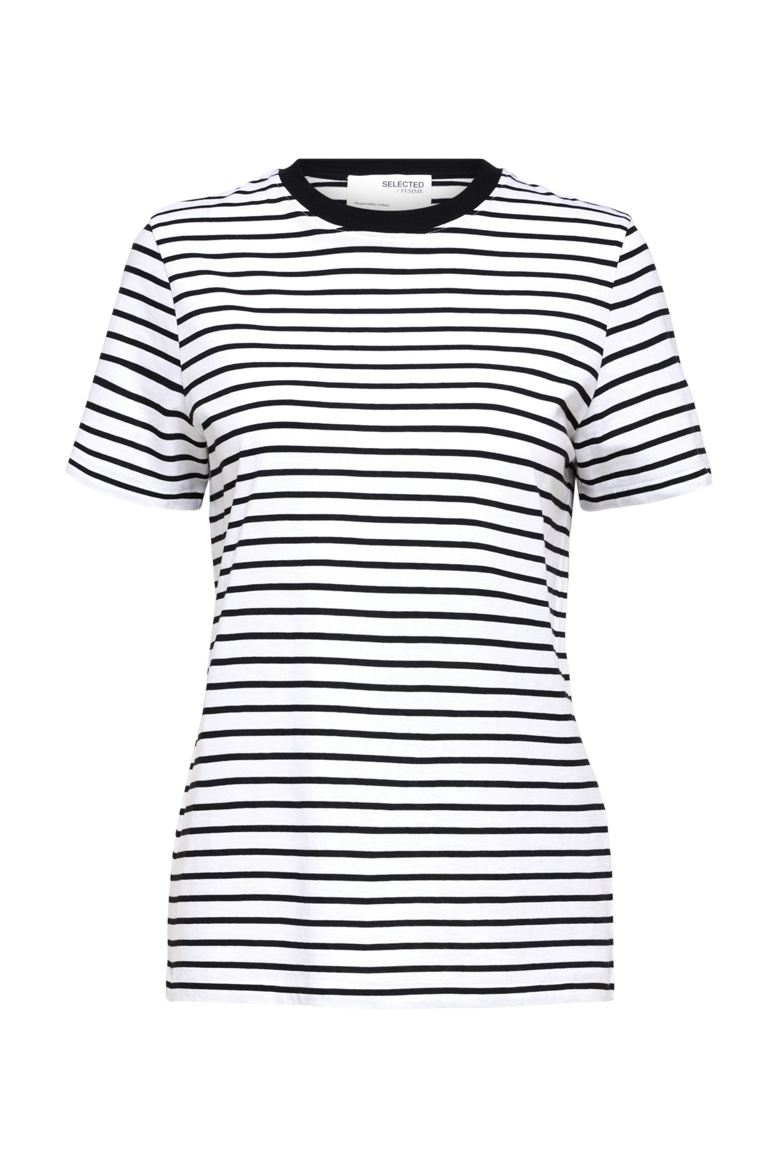 Selected SLFMYESSENTIAL SS STRIPE O-NECK TEE 179099001-Black/AOP 1