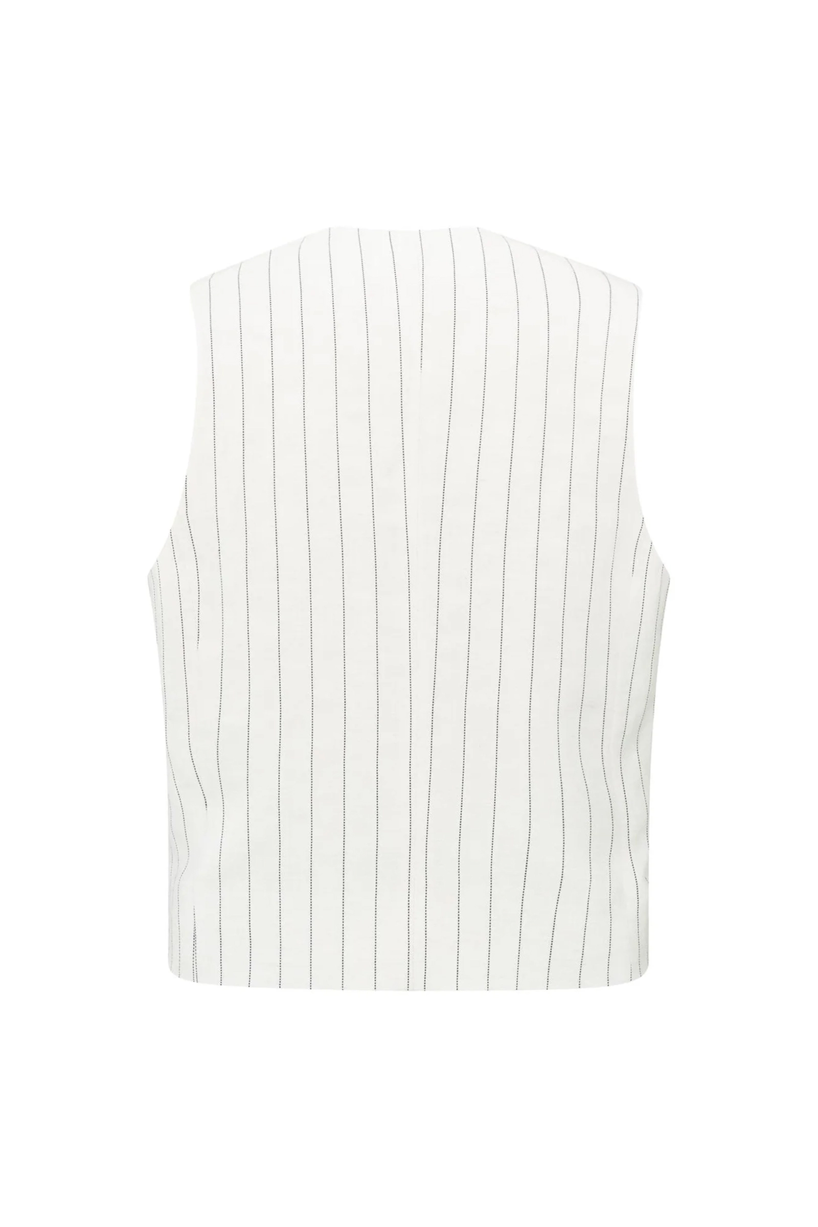 Yaya Linen mix pinstripe gilet SAND LINEN BEIGE DESSIN 4