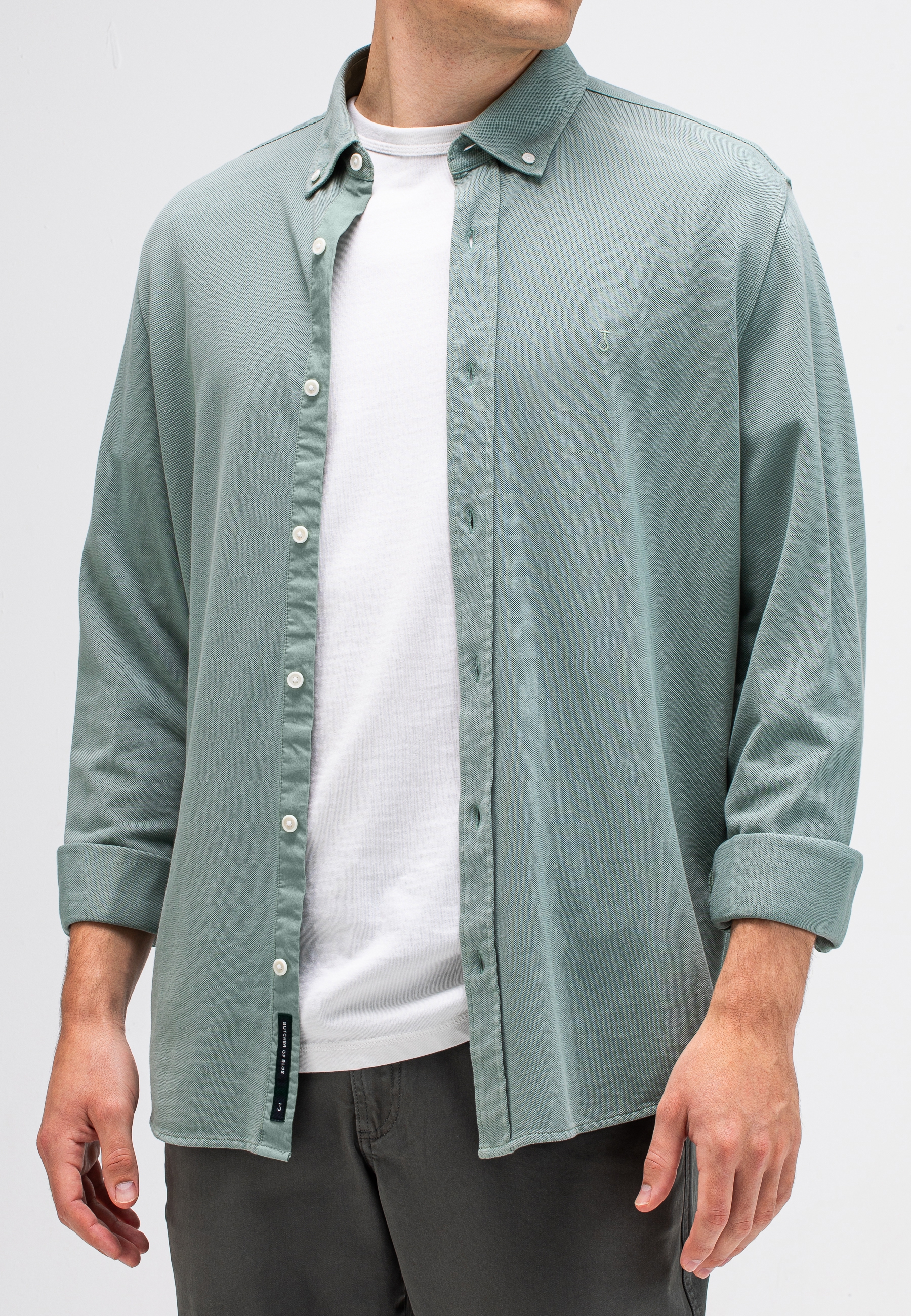 Heren overhemd lm casual groen