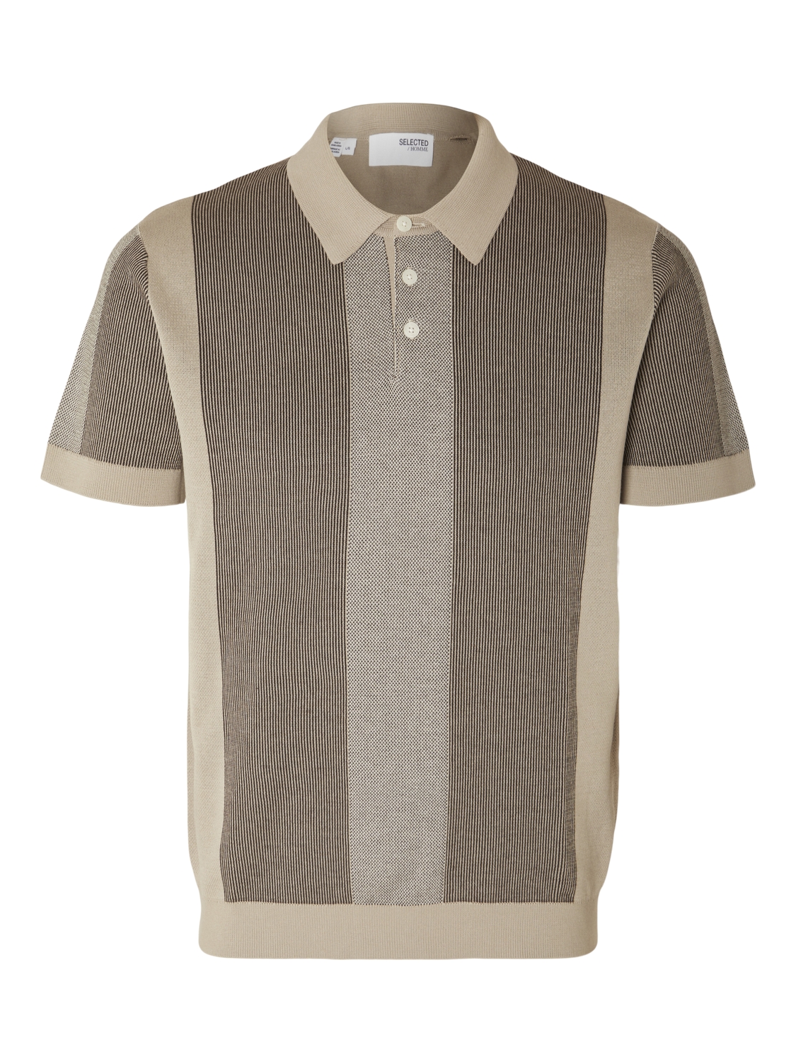 Selected SLHMATTIS SS KNIT STRIPE POLO 276277004-Pure Cashmere/Chocolate Torte / Egr 1