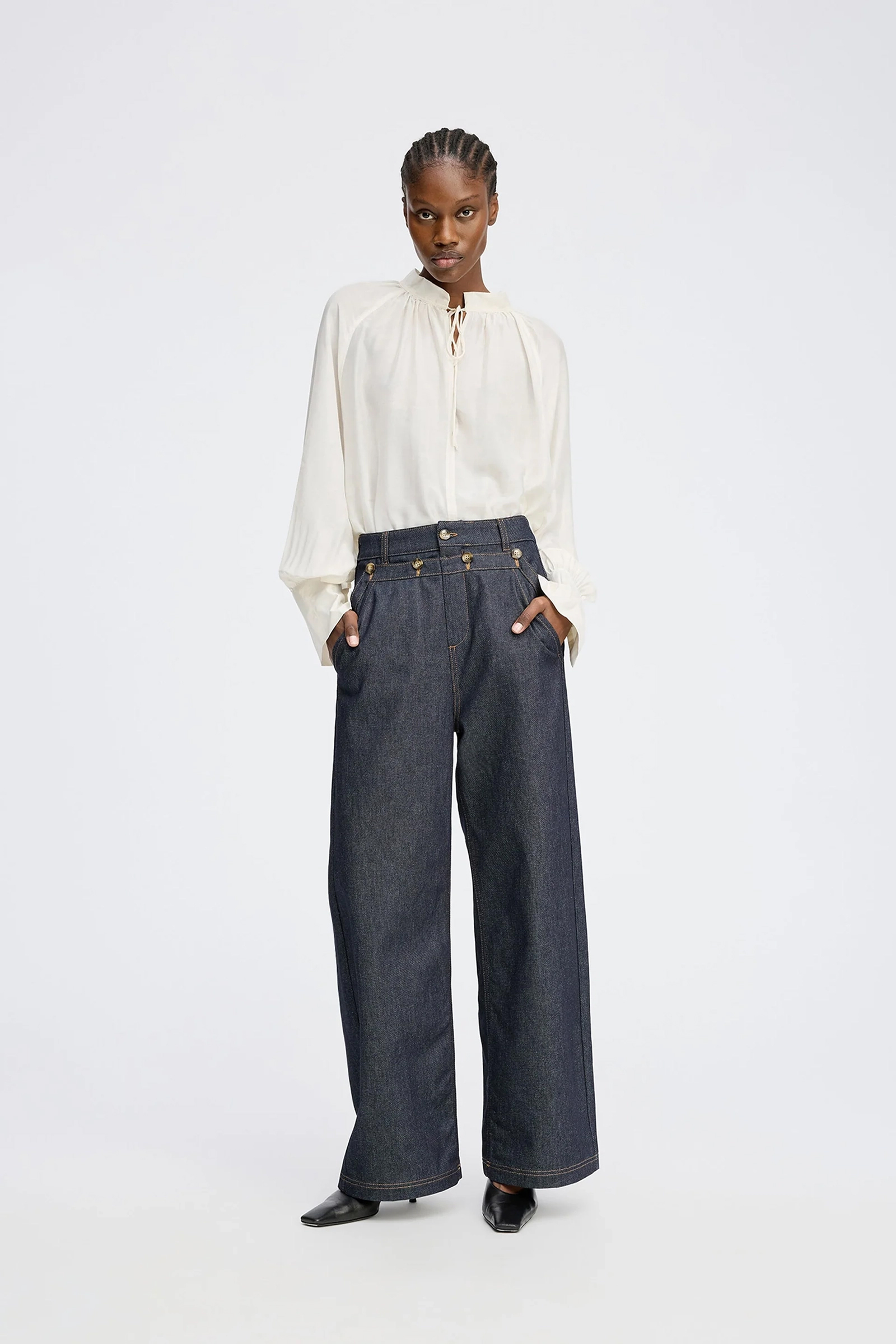 Dames blouse lange mouw ecru