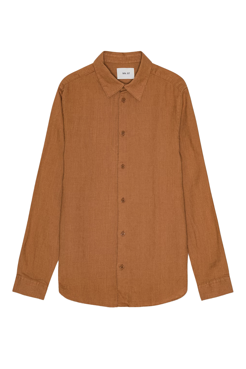 Heren overhemd lm casual bruin