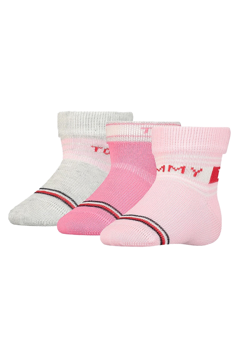 Tommy Hilfiger TH BABY SOCK 3P STRIPES GIFTBOX Rose-1 1
