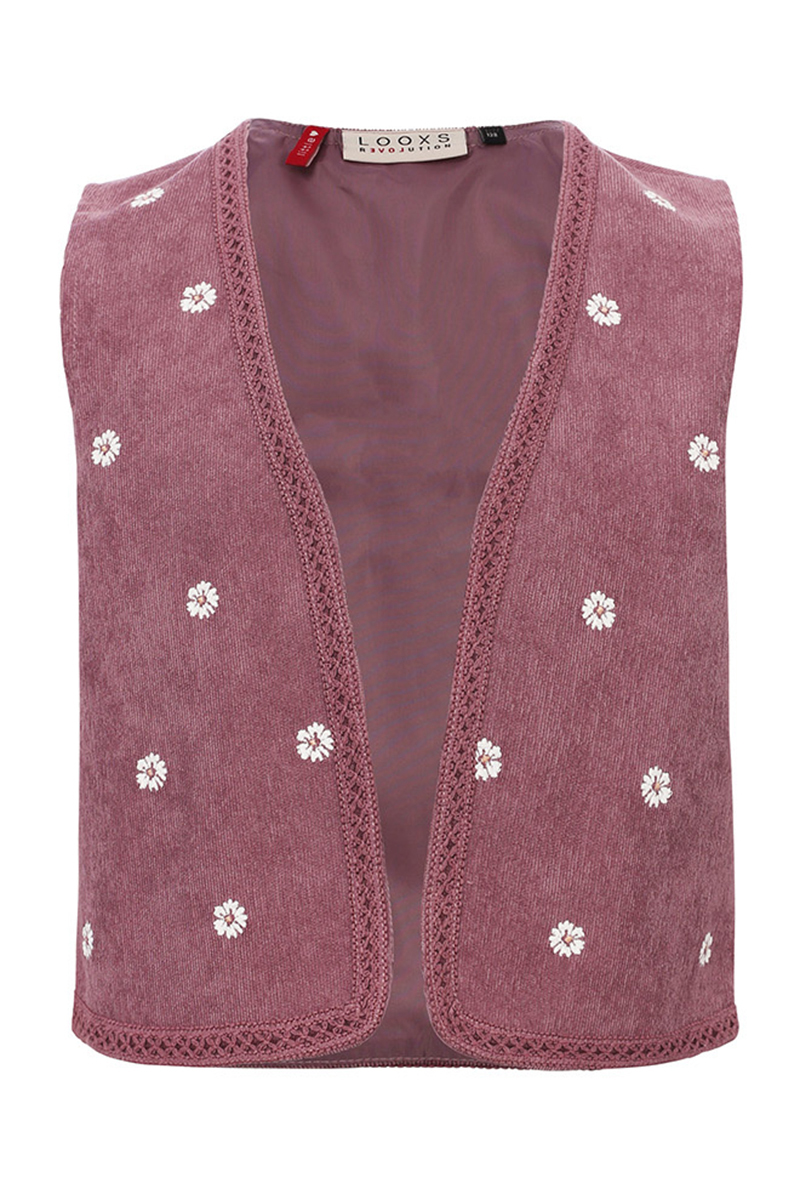 LOOXS LITTLE Little embroidered gilet Paars-1 1