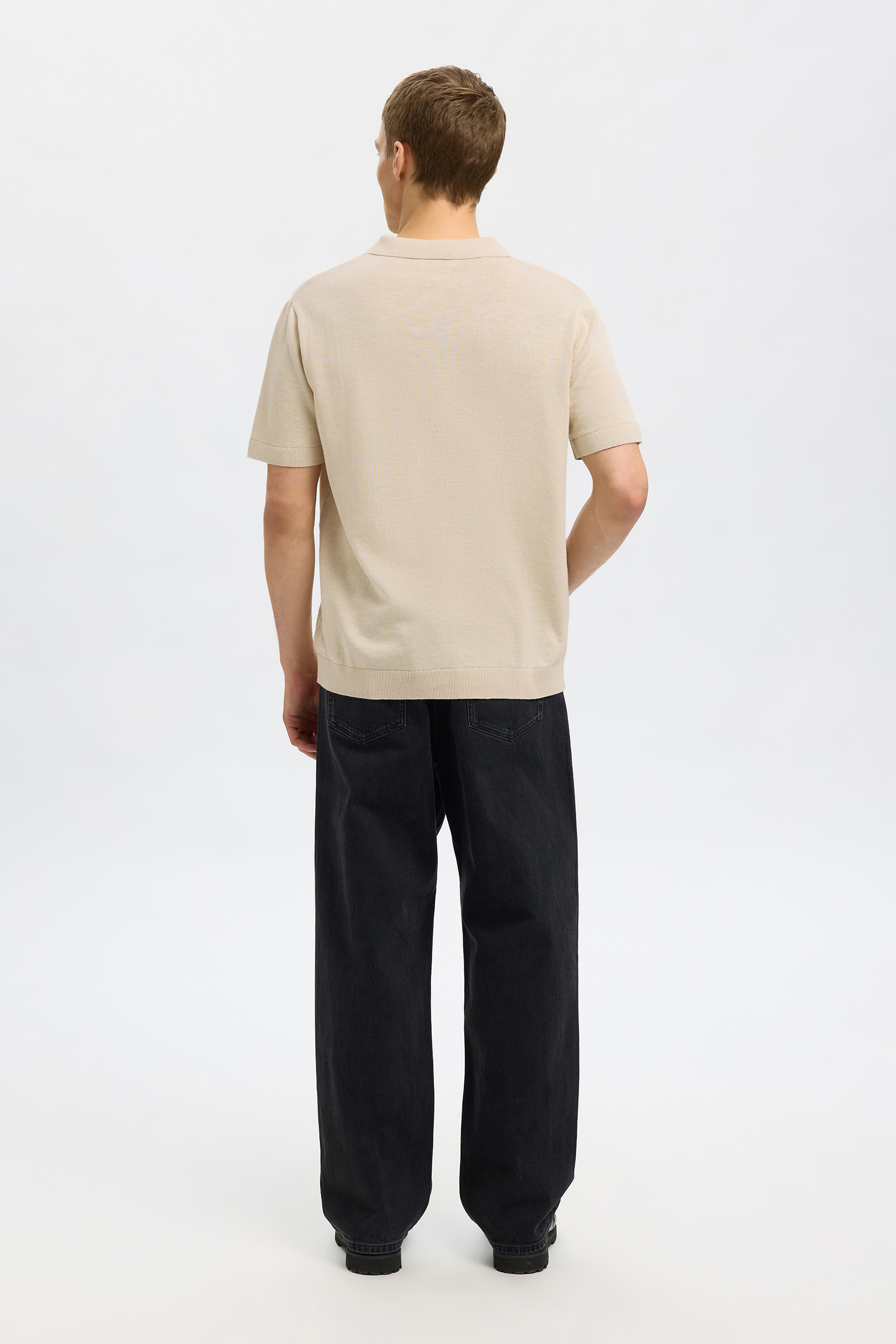 Selected SLHMATTIS SS LINEN BLEND OPEN POLO 184679-Oatmeal 3