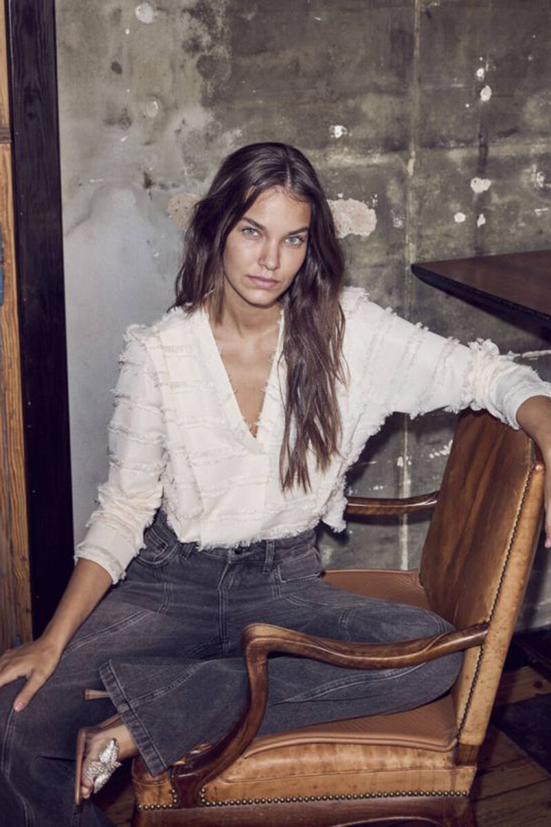 Dames blouse lange mouw ecru