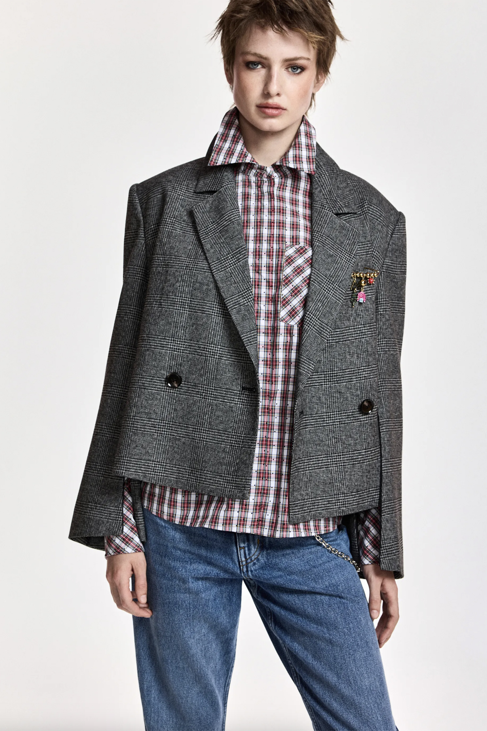 Dames blazer grijs