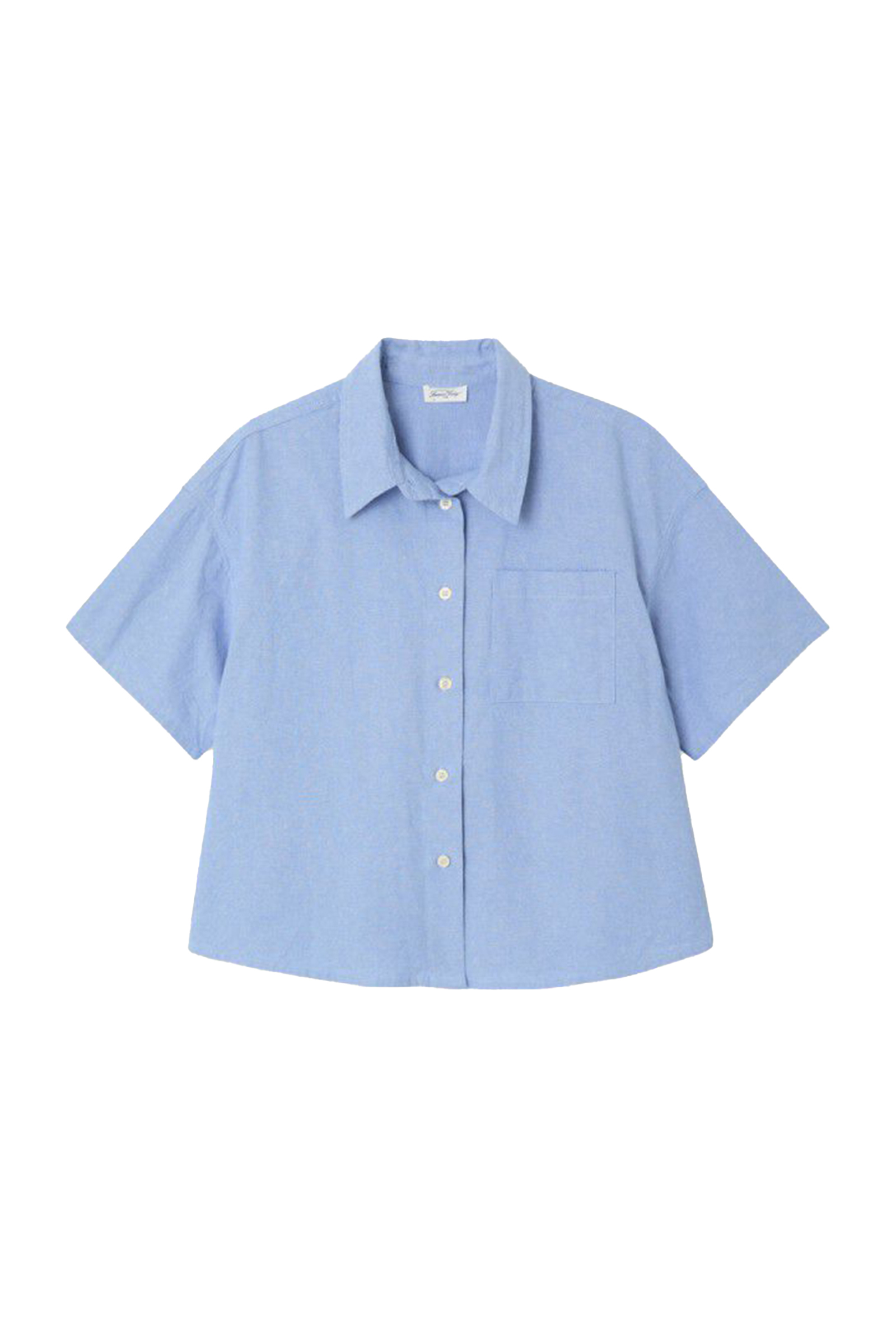 Dames blouse korte mouw blauw